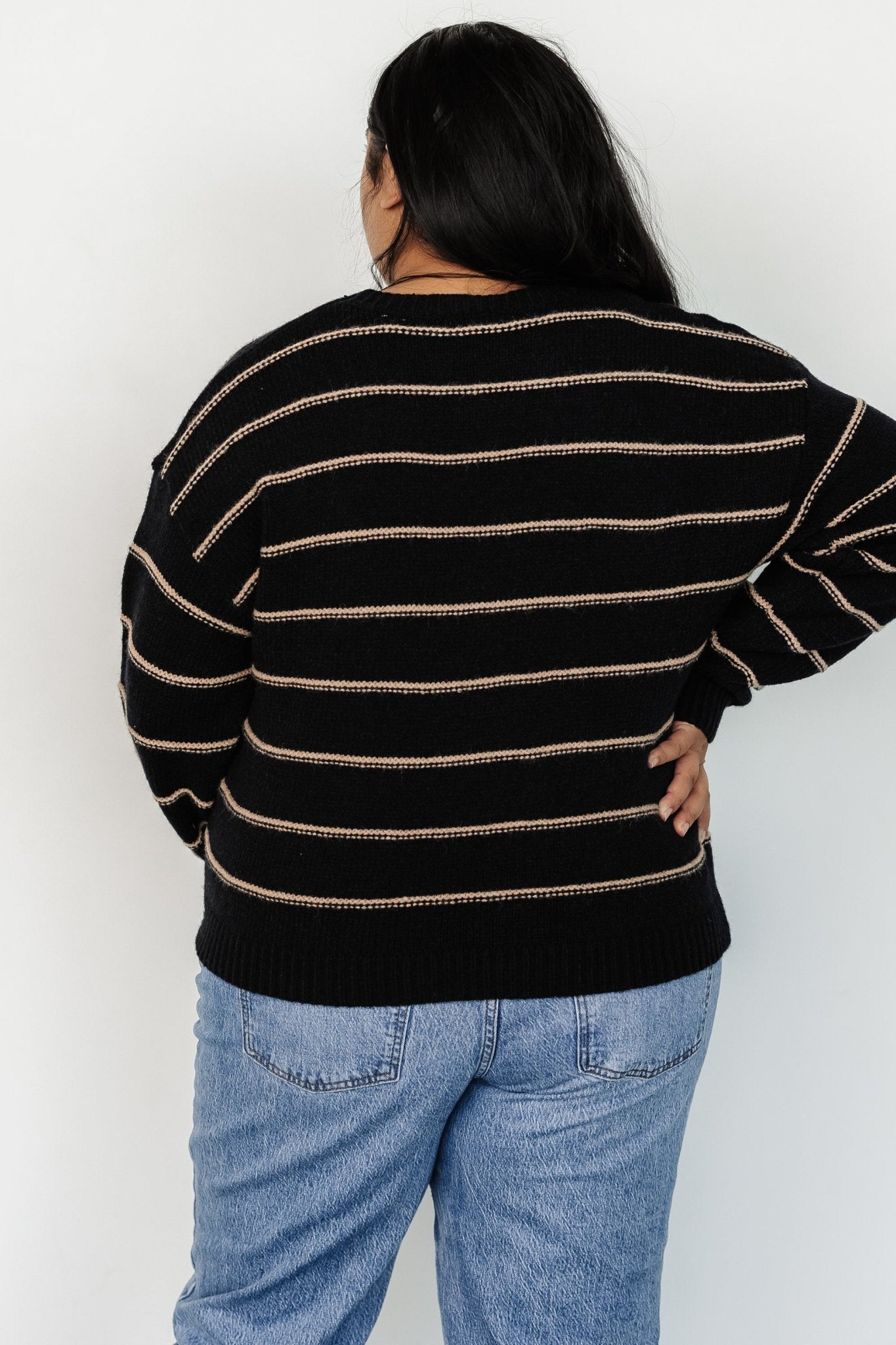 Alanis Stripe Sweater | Black + Camel Free Shipping Fashionable