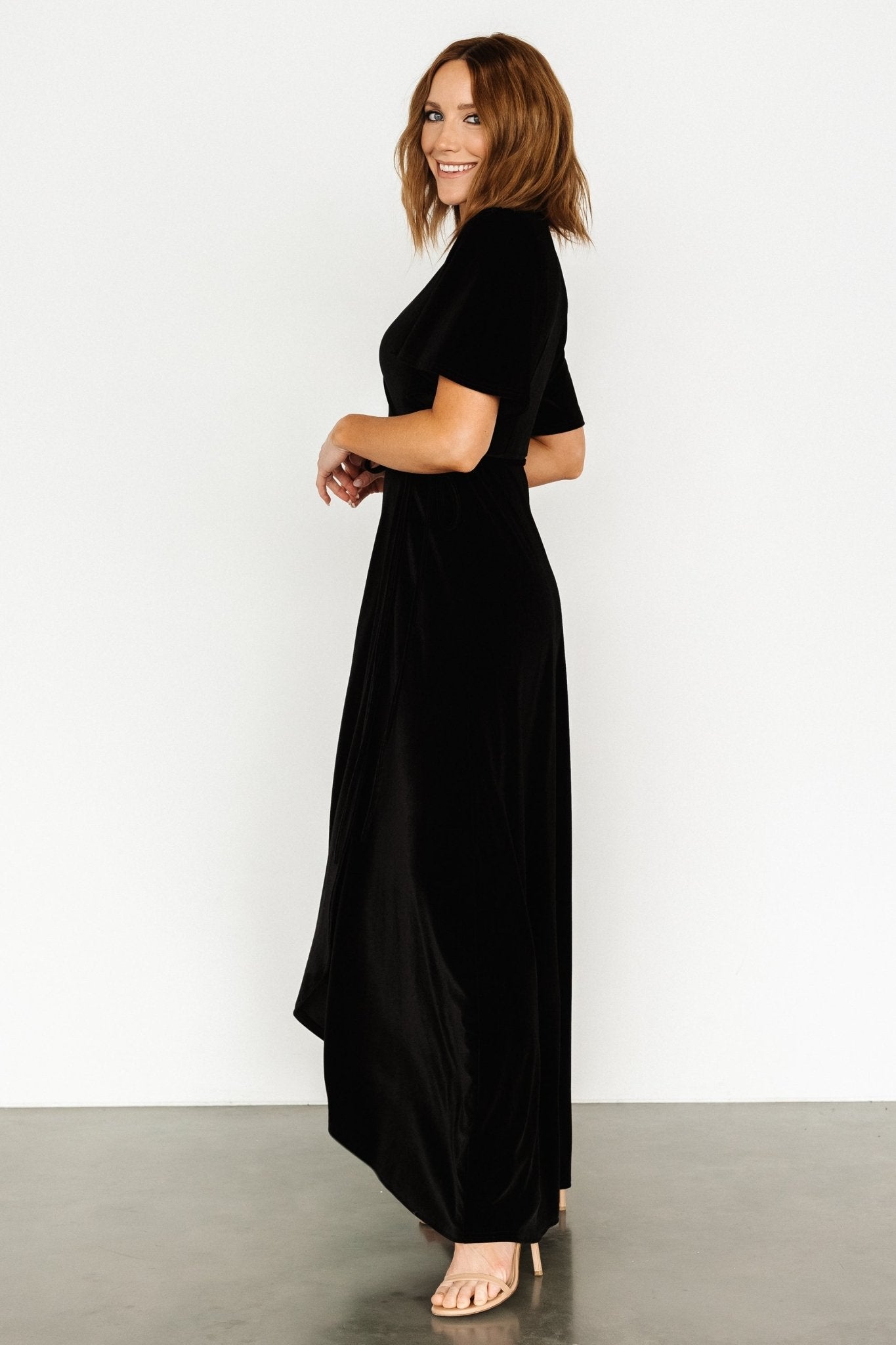 Katelyn Velvet Maxi Wrap Dress | Black Sale Best Pices