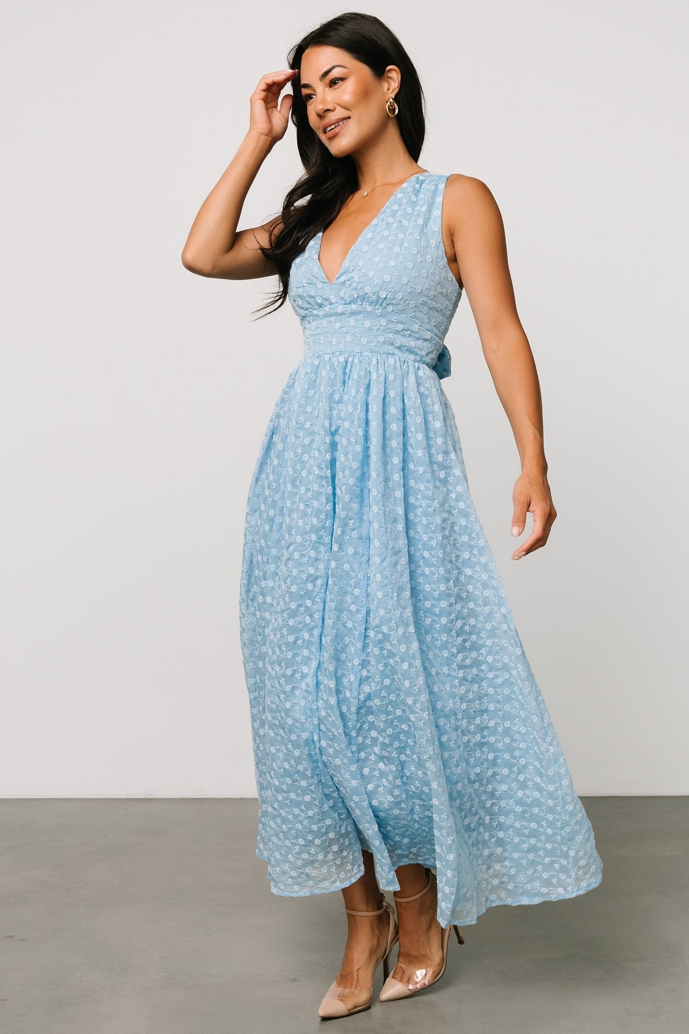 Thalia Embroidered Tank Midi Dress | Blue Clearance 100% Guaranteed