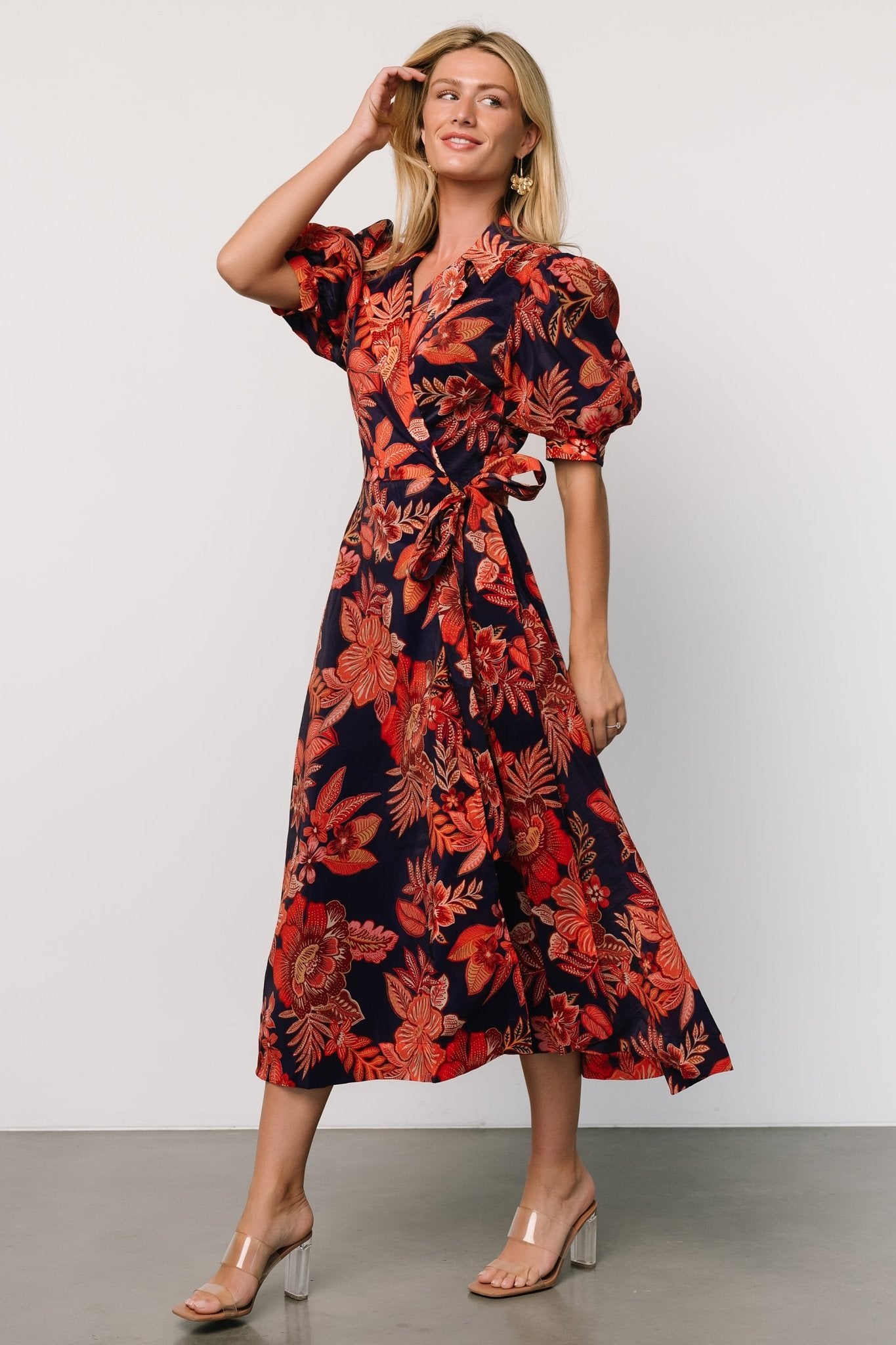 Potenza Wrap Dress | Navy + Rust Clearance Cost