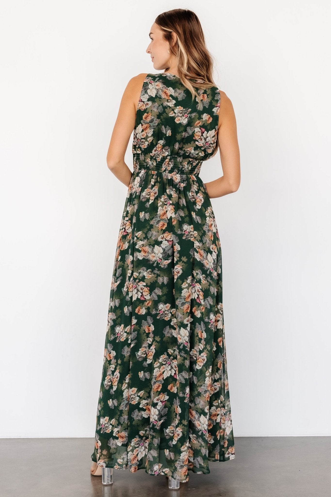 Imogen Maxi Dress | Deep Green Multi Ost Release Dates