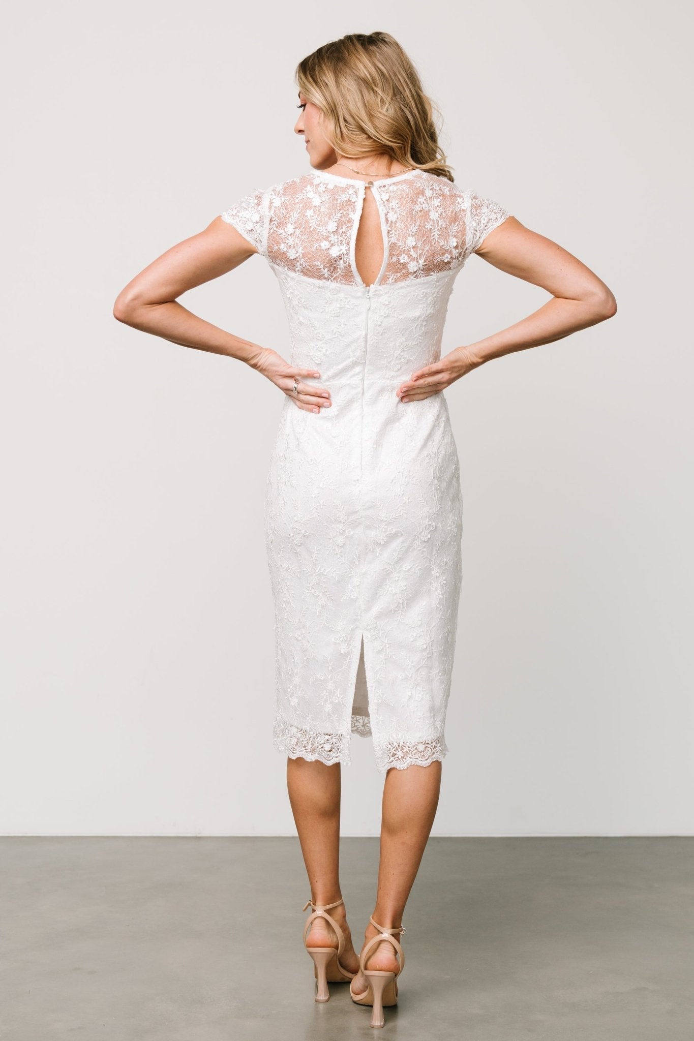 Oriana Embossed Shimmer Midi Dress | Off White Buy Cheap For Cheap