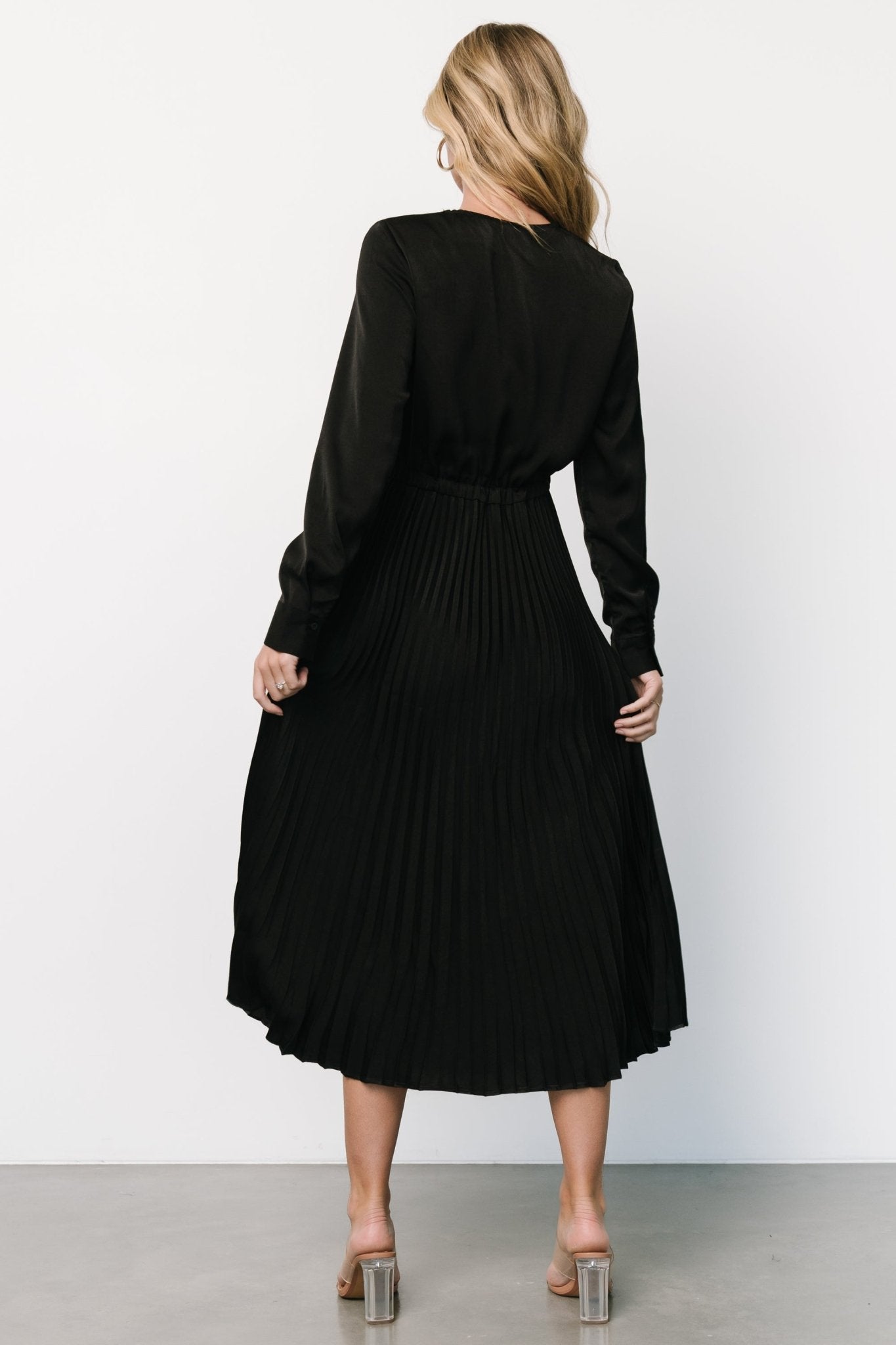 Waco Pleated Dress | Black High Quality Buy Online