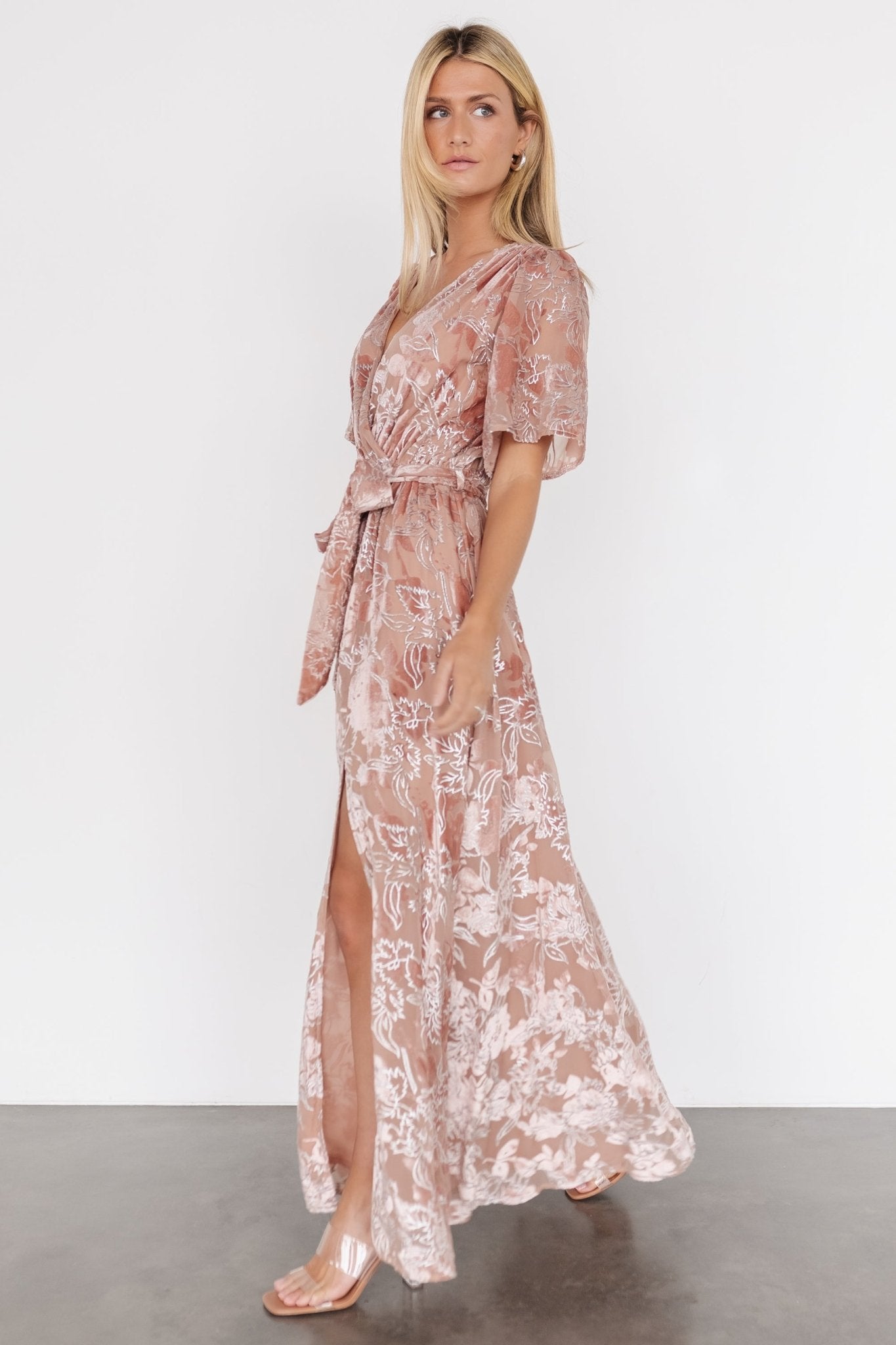 Uma Velvet Maxi Dress | Blush + Silver Sale Cheap Pice