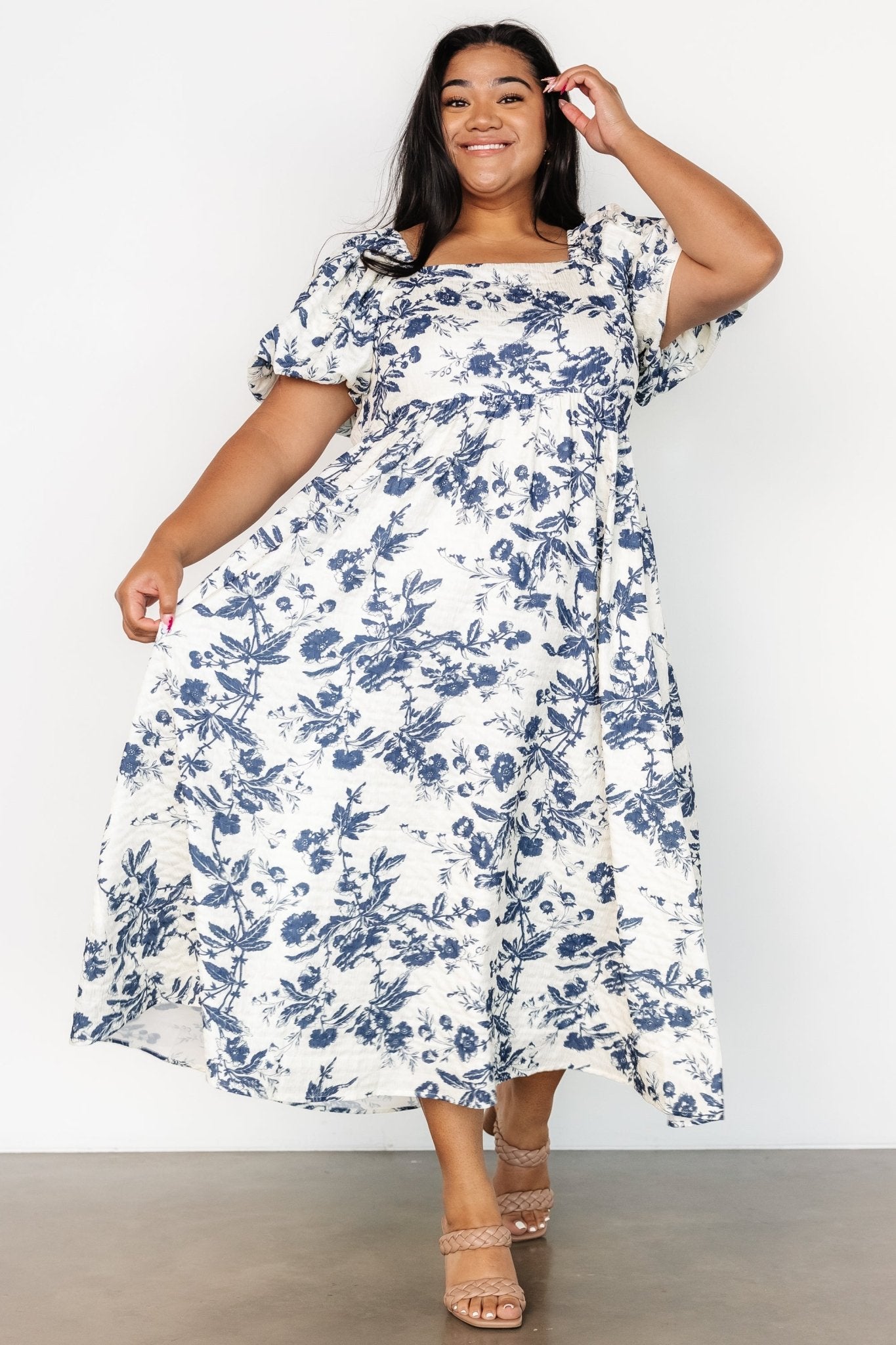 Graceland Maxi Dress | Cream + Navy Floral How Much Online