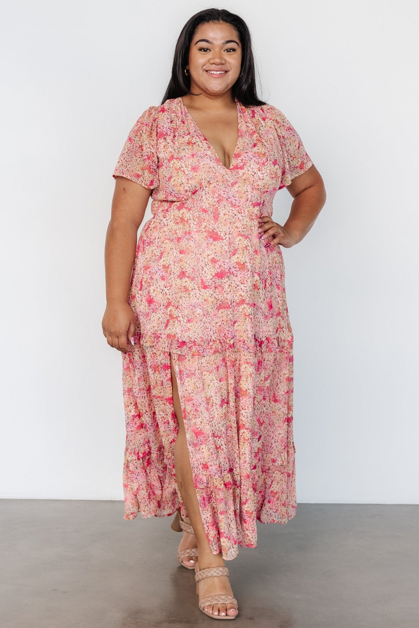 Audrey Deep V Maxi Dress | Blush Floral Cheap Sale With Mastercard