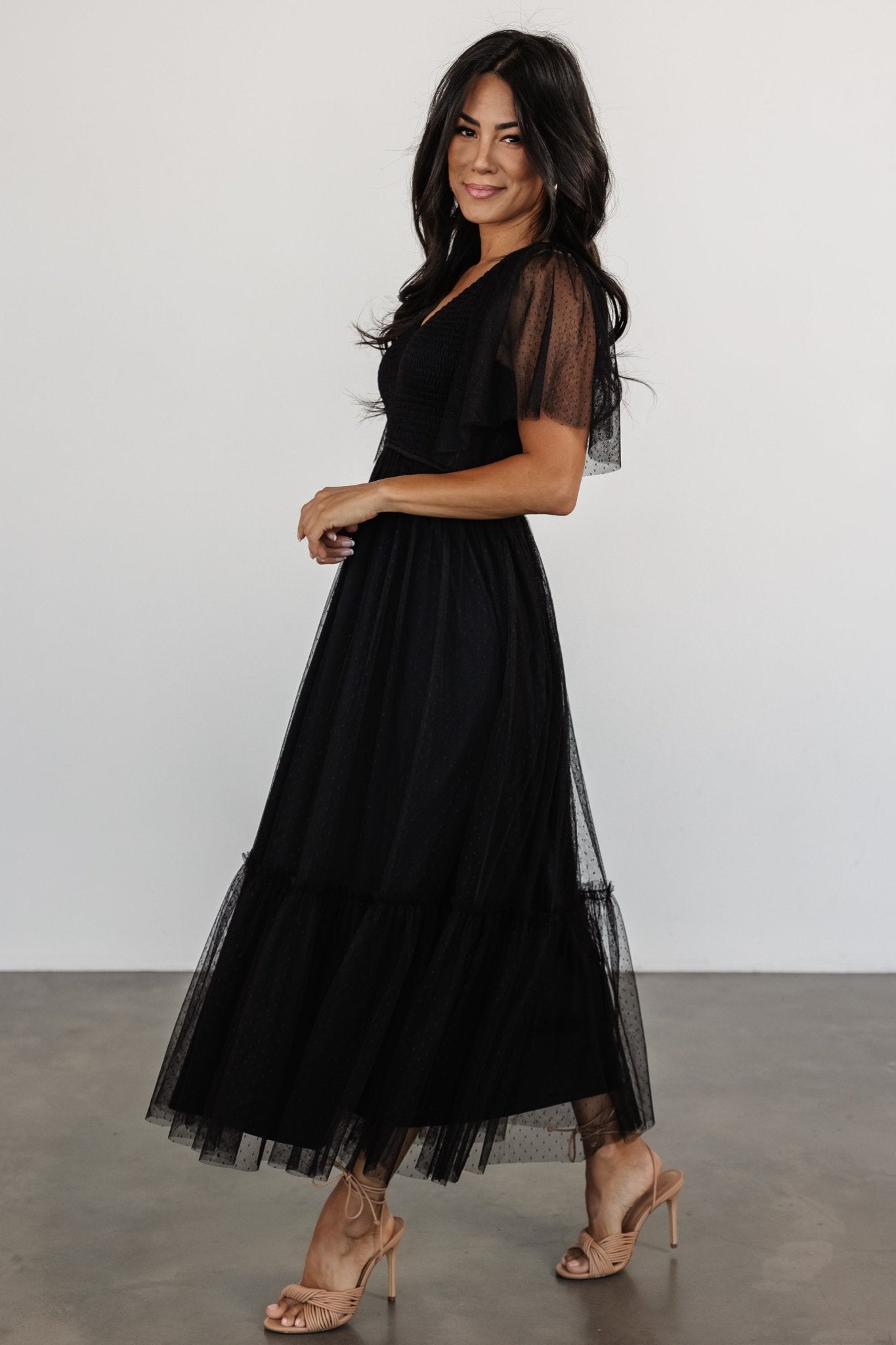 Martha Smocked Tulle Dress | Black Cheap Visa Payment