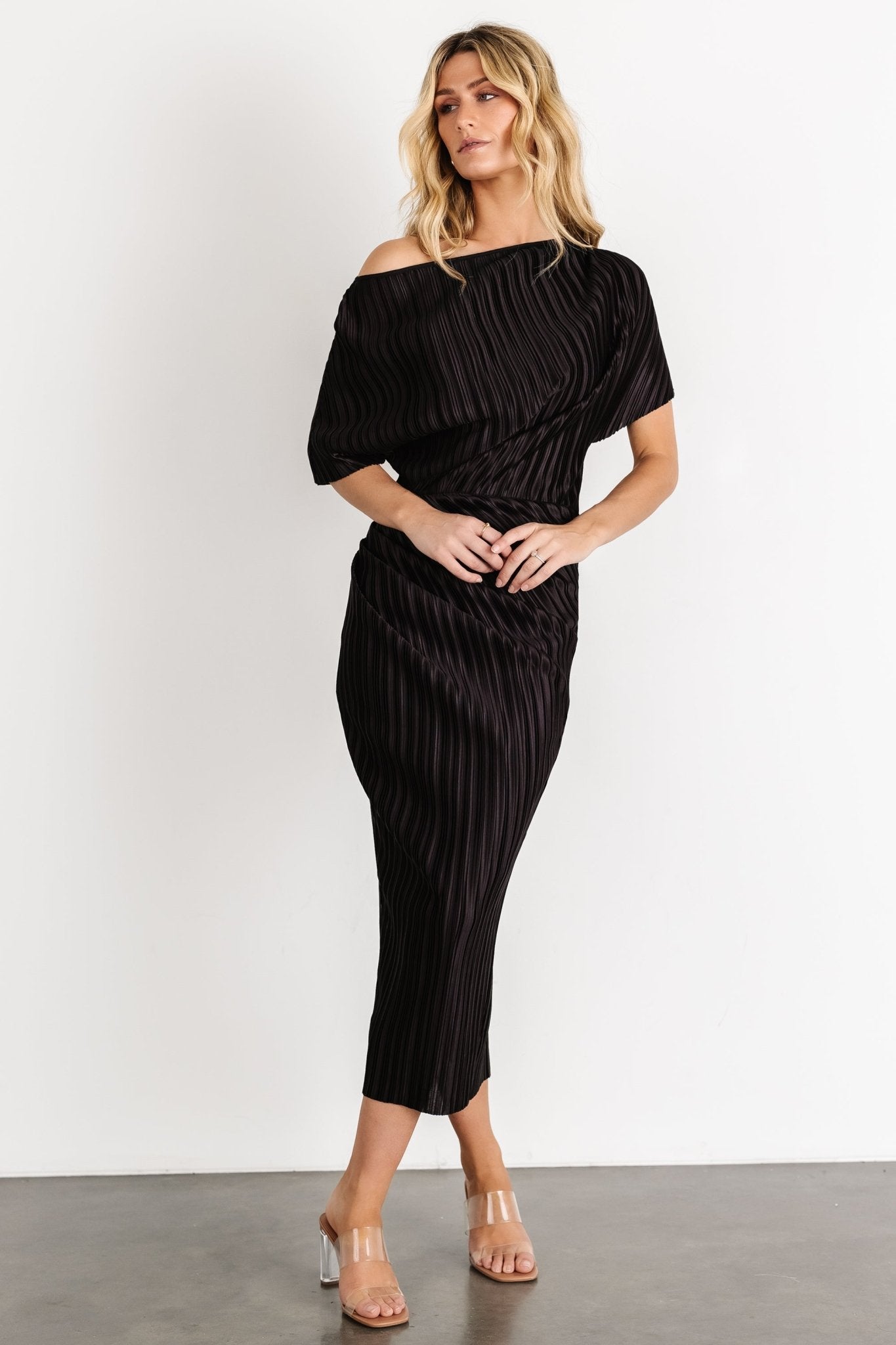 Winslow Pleated Midi Dress | Black Buy Cheap Cost