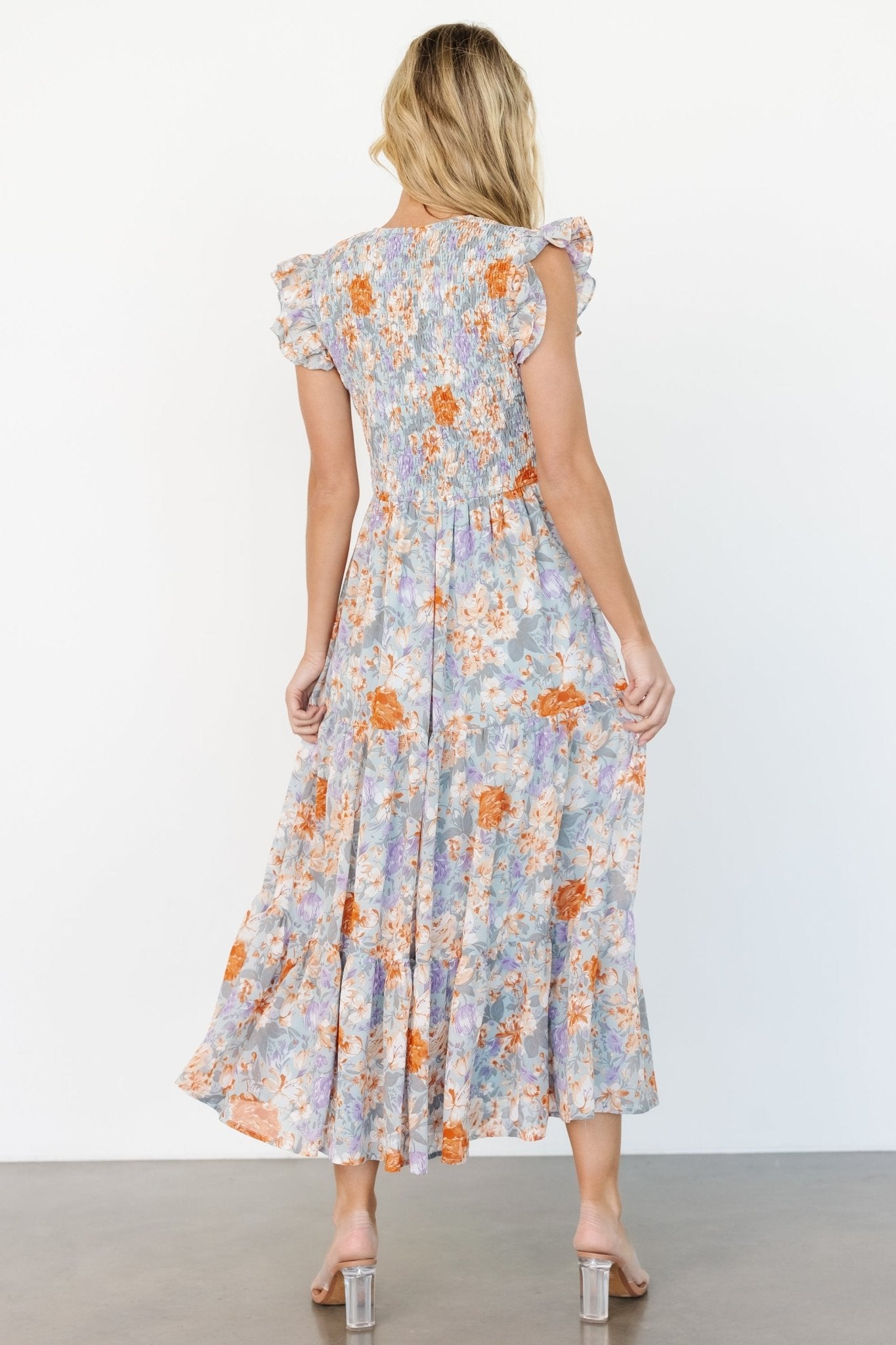 Arla Smocked Maxi Dress | Light Blue Floral Discount Best Pices