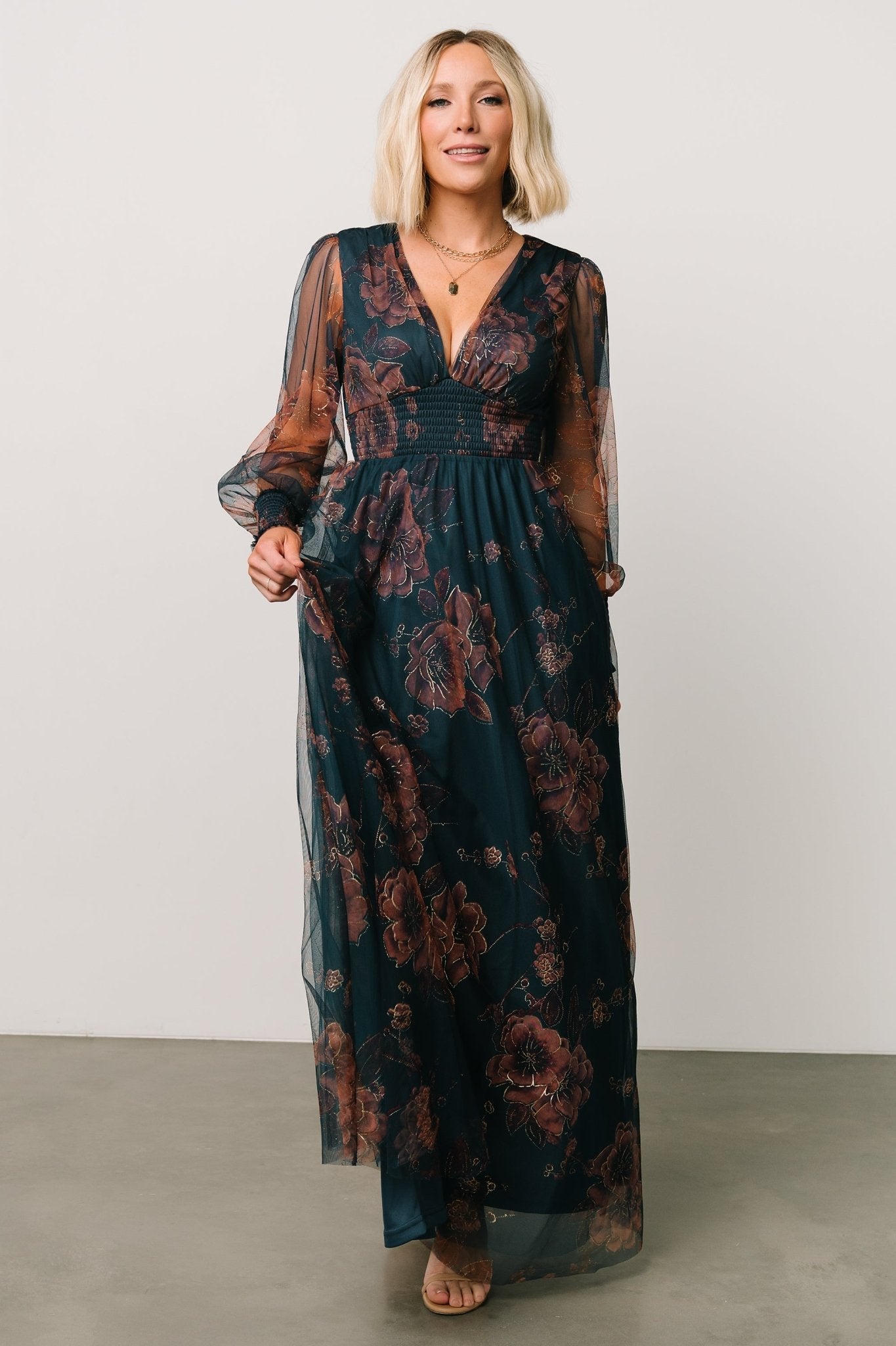 Layla Tulle Maxi Dress | Copper + Blue Metallic Free Shipping Discounts