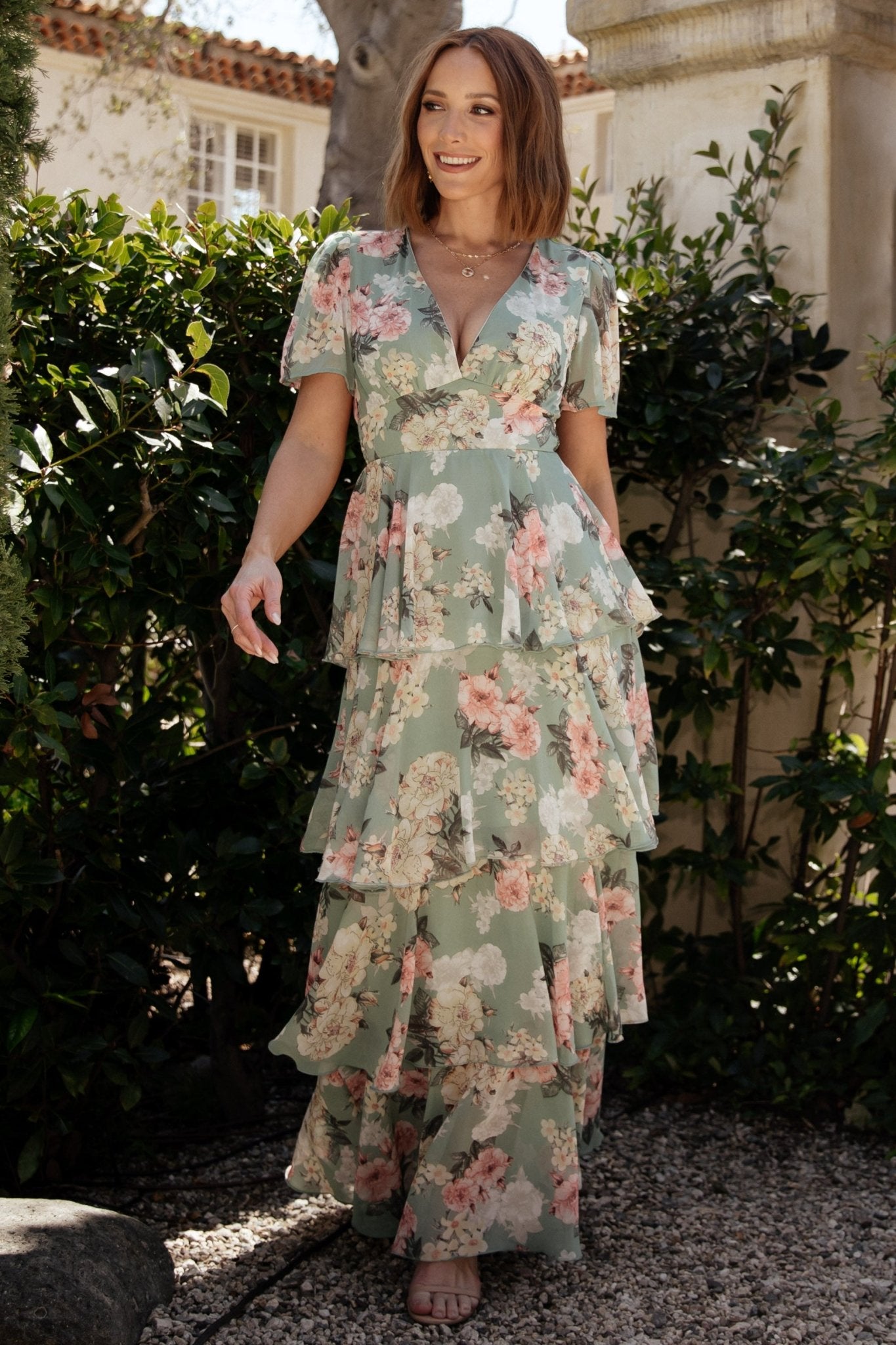 Montaigne Ruffle Maxi Dress | Sage Floral Discount Latest Collections