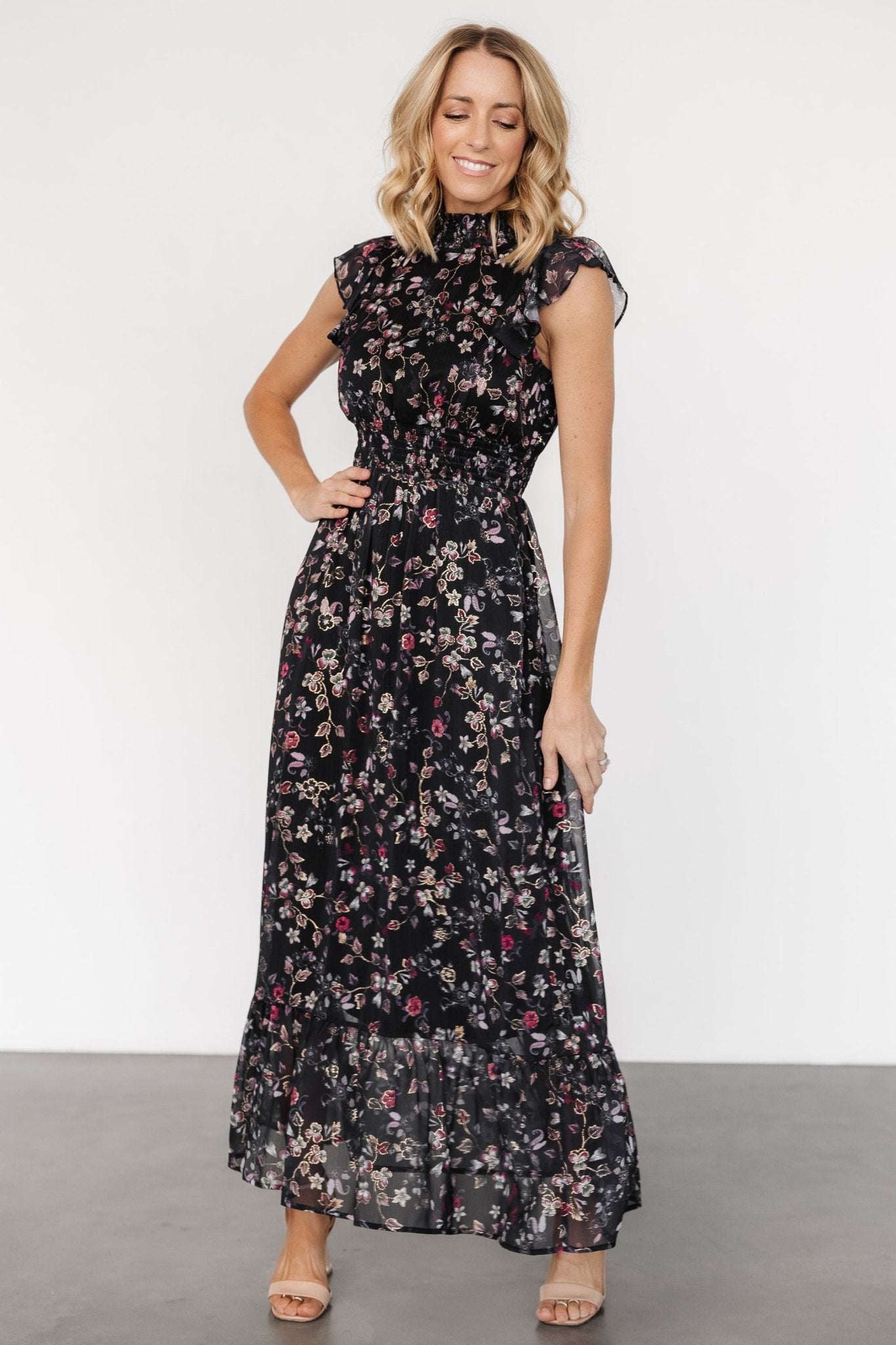 Kearny Ruffle Maxi Dress | Midnight + Gold Multi Free Shipping Visit