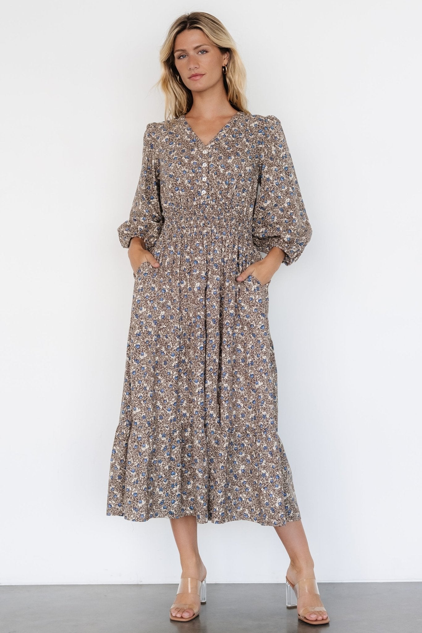 Leona Dress | Brown + Blue Multi Cheap Usa Stockist