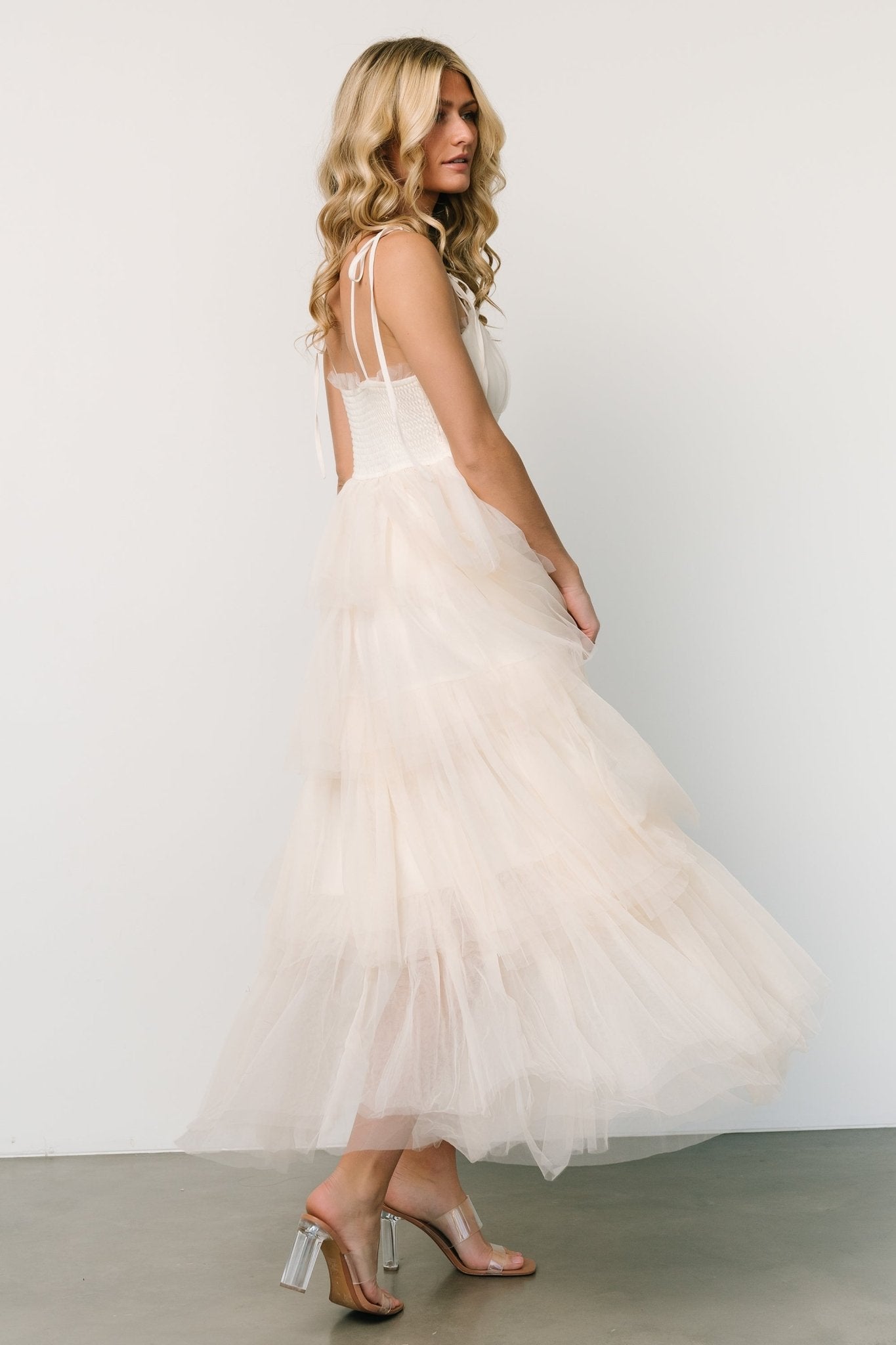 Alora Tulle Tiered Maxi Dress | Cream Good Selling Sale Online