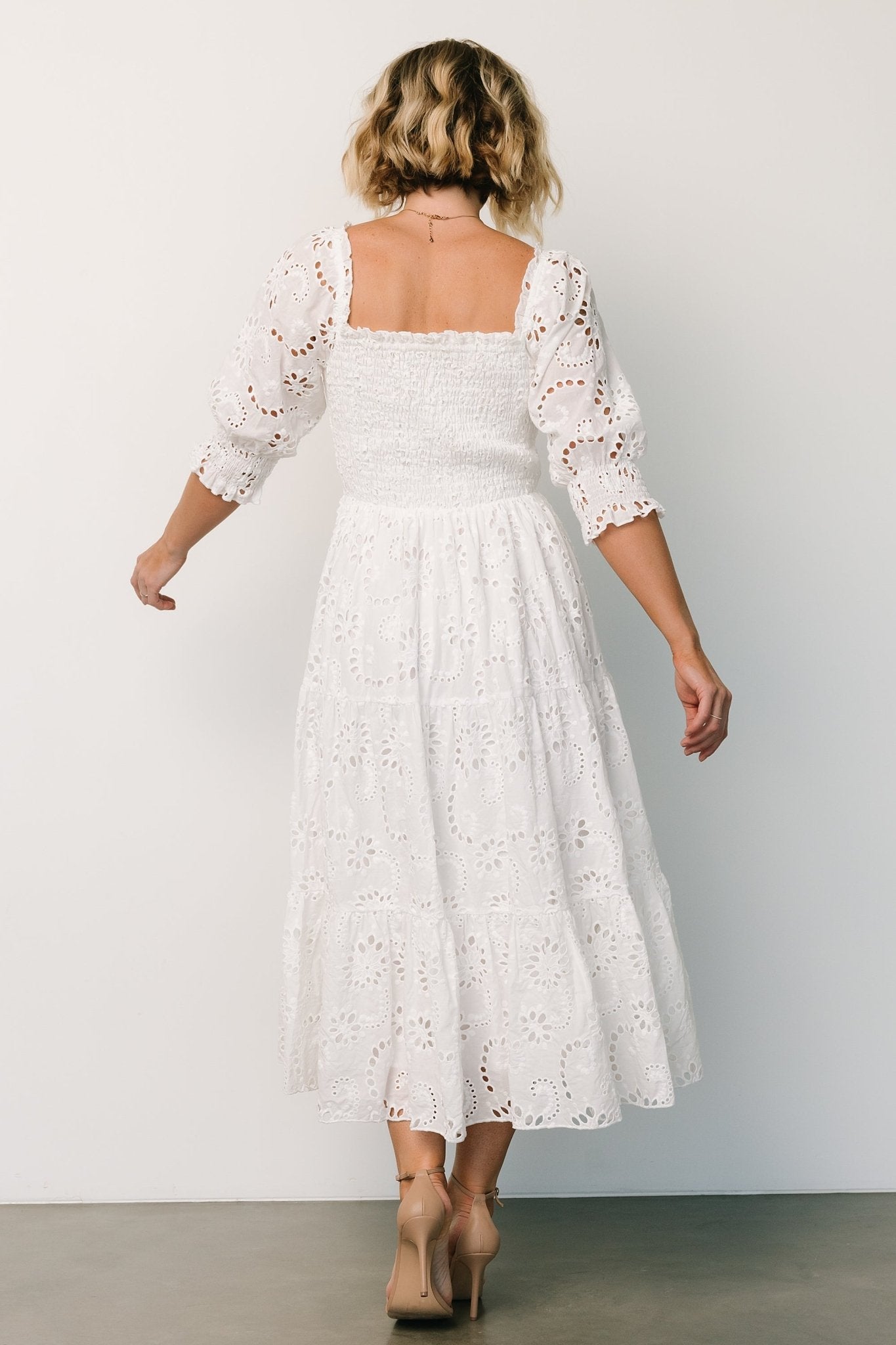 Ella Eyelet Midi Dress | White Clearance Find Great