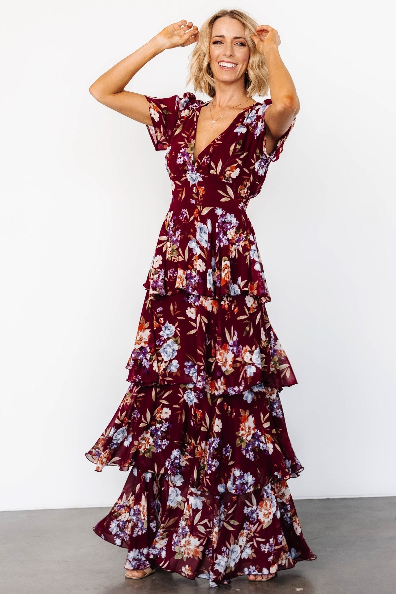 Montaigne Ruffle Maxi Dress | Mulberry Floral Newest Cheap Online