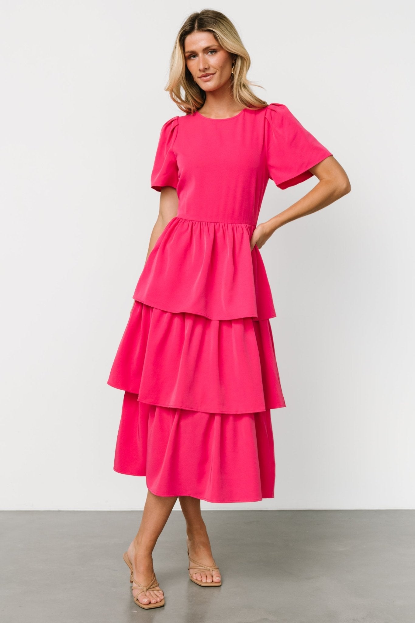 Cadenza Tiered Maxi Dress | Deep Pink Newest Online