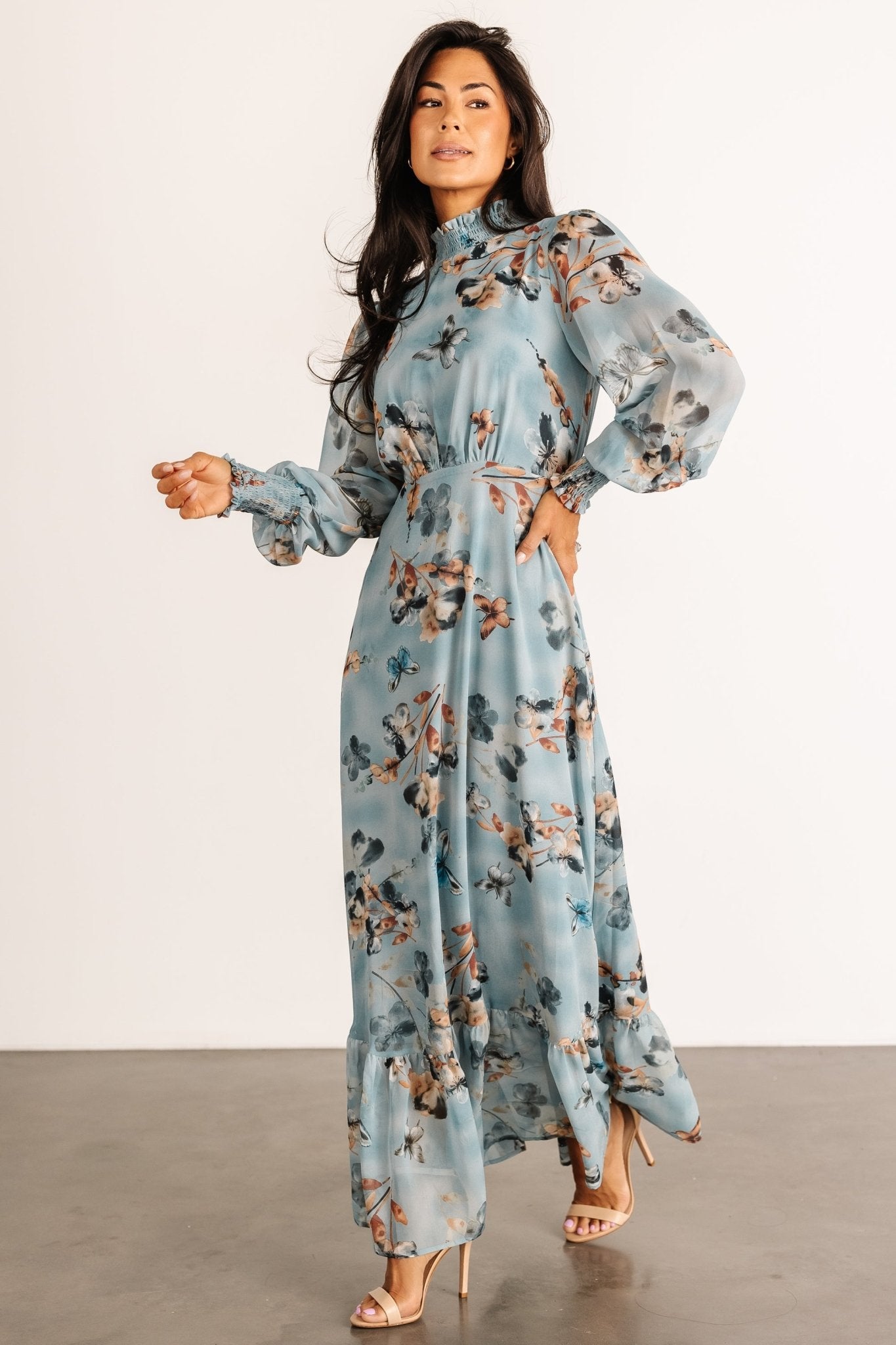 Luciana Maxi Dress | Cyan Blue Floral Best Store To Get Cheap Online