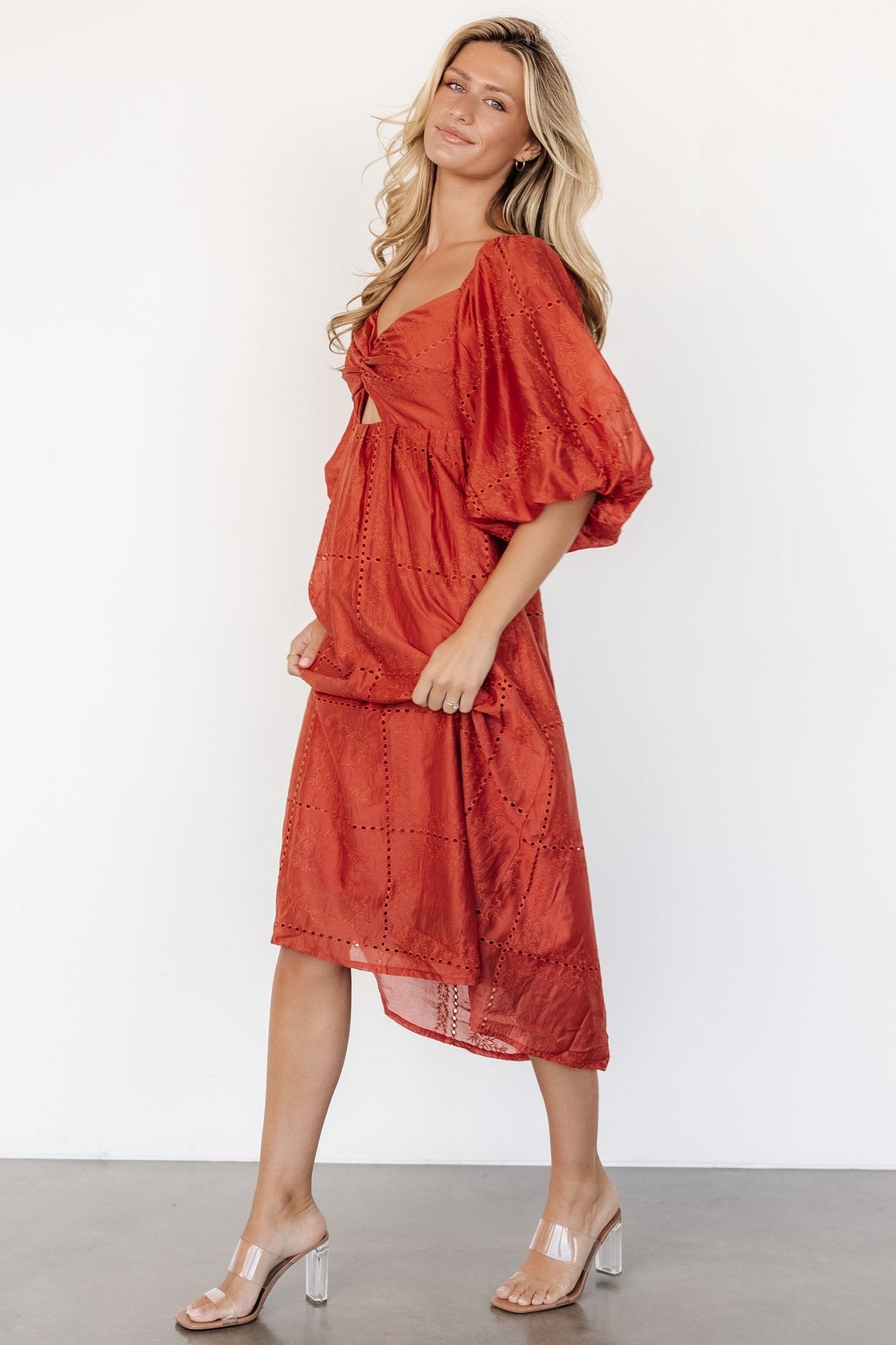 Brynn Midi Dress | Rust Enjoy For Sale