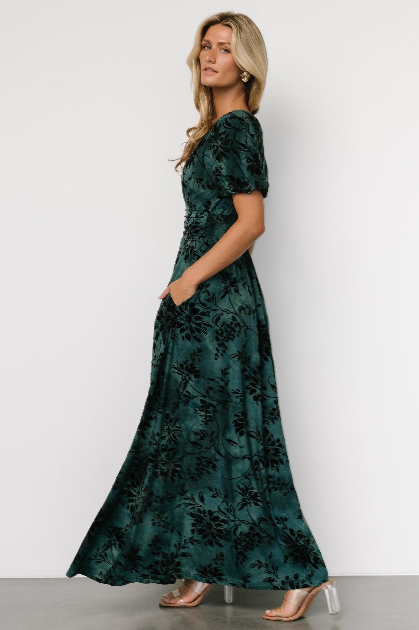 Leslie Velvet Maxi Dress | Jade + Black For Sale Cheap Online