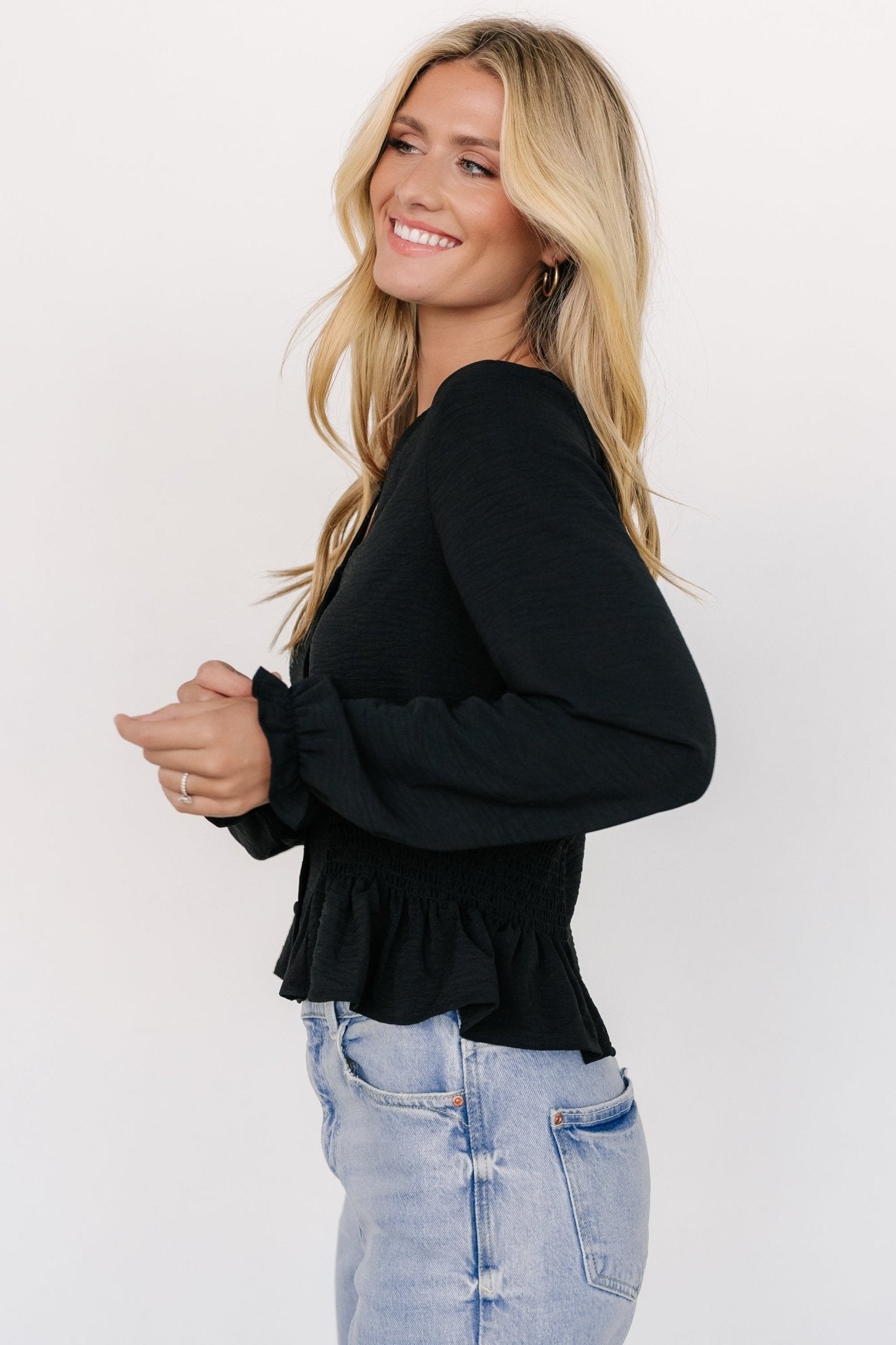 Siena Button Top | Black Clearance Extremely