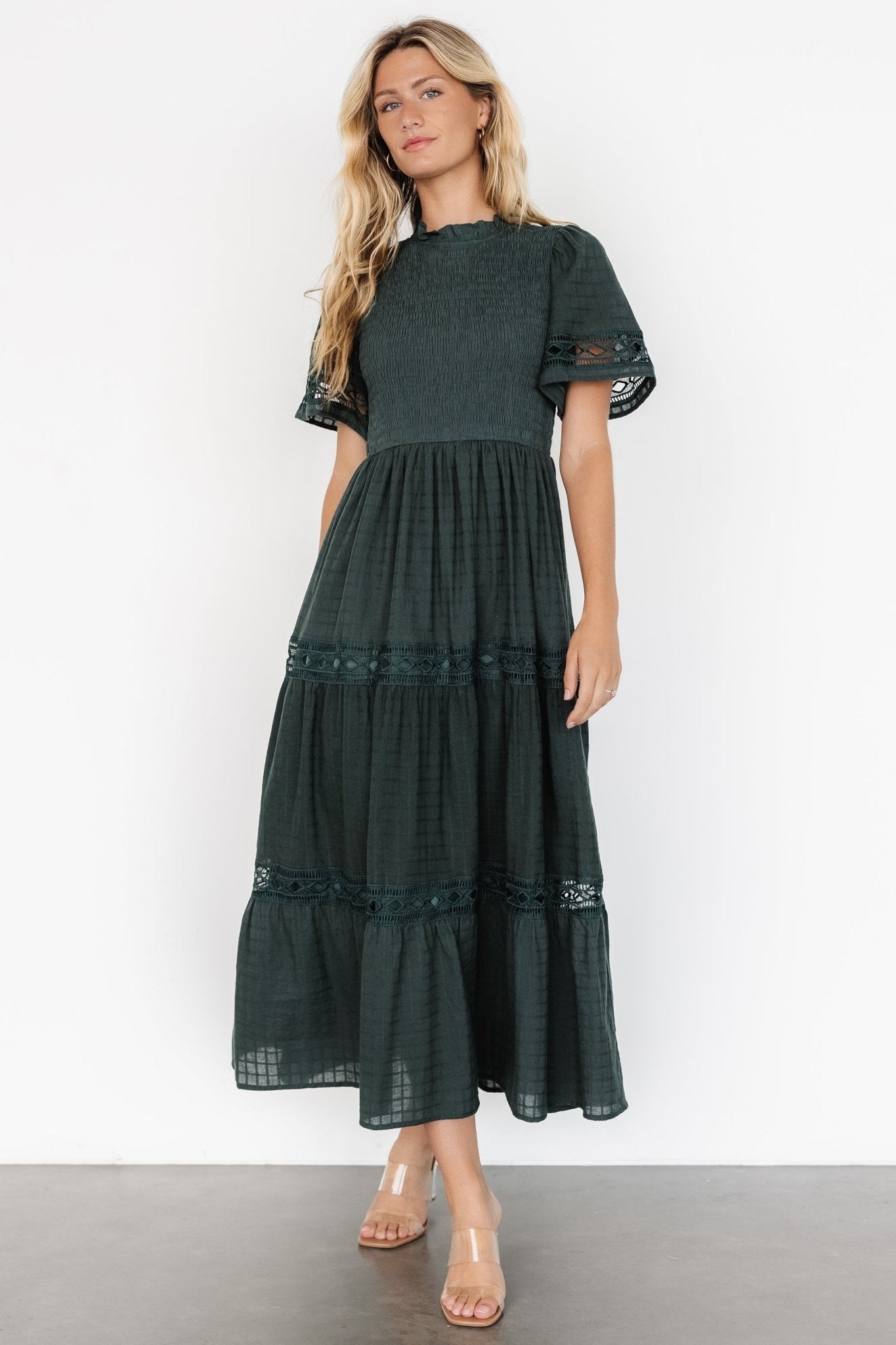 Loveland Geo Lace Maxi Dress | Dark Green Cheap Sale Finishline