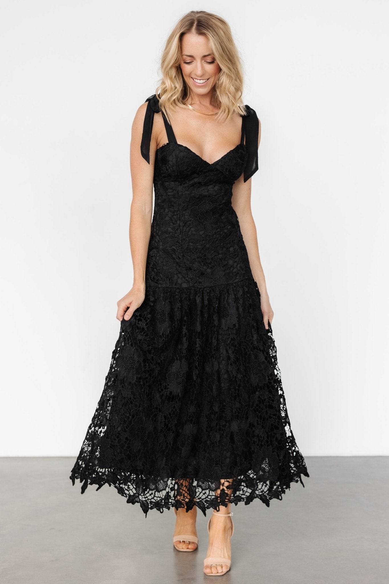 Monte Carlo Lace Midi Dress | Black Stockist Online