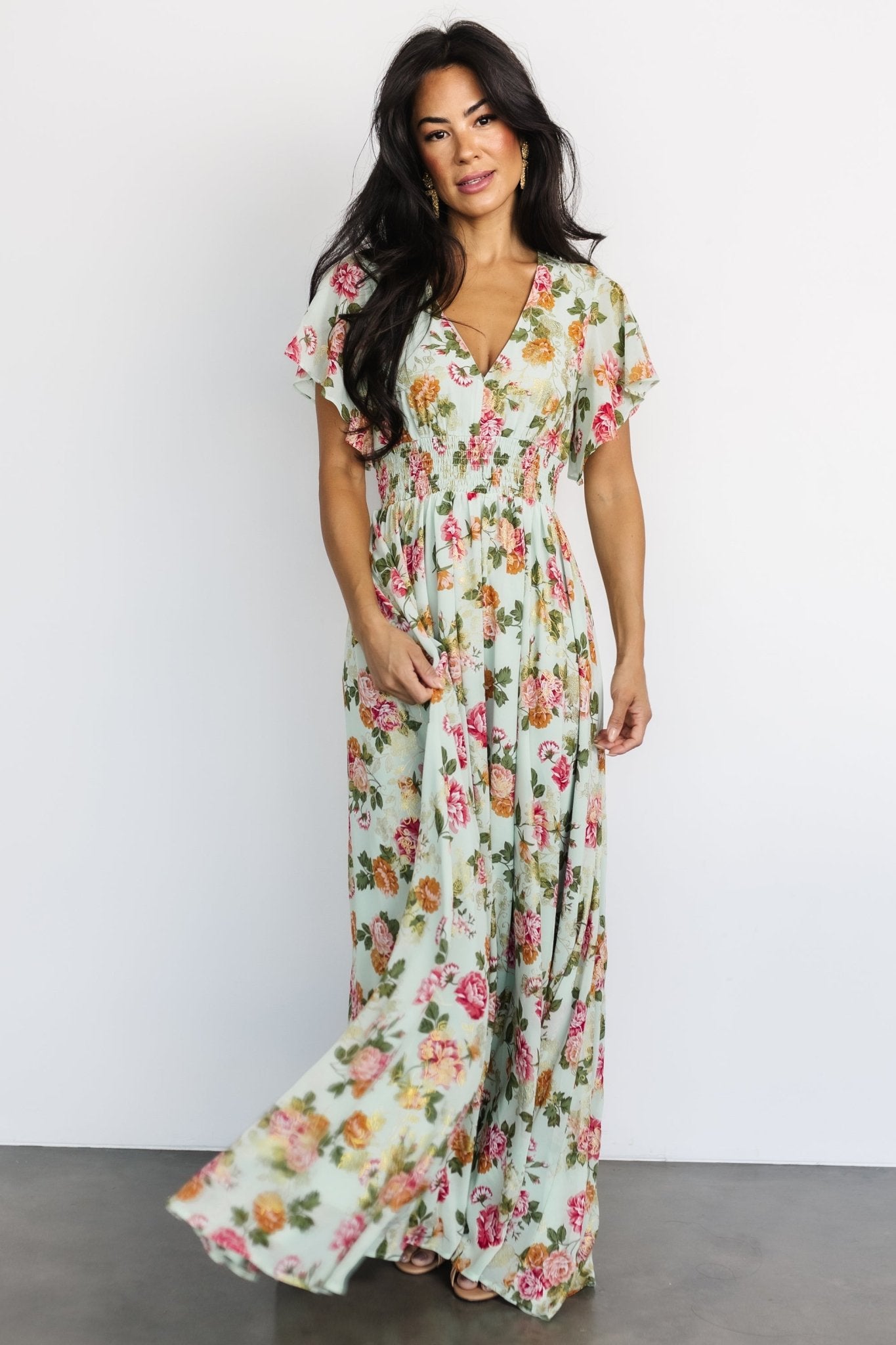 Lynlee Metallic Maxi Dress | Sage + Pink Best Pices