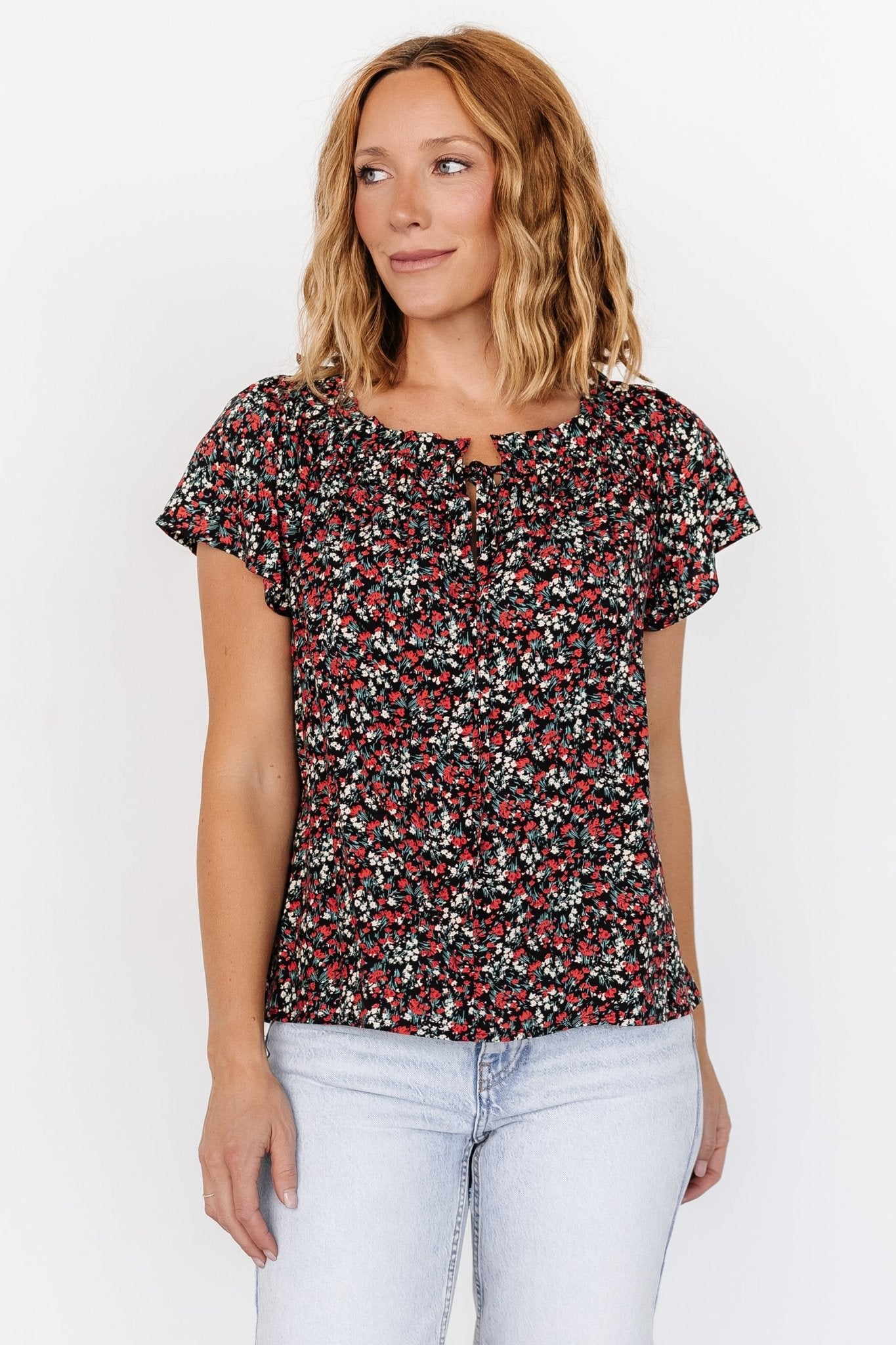 Jude Boho Top | Black + Red Best Pices