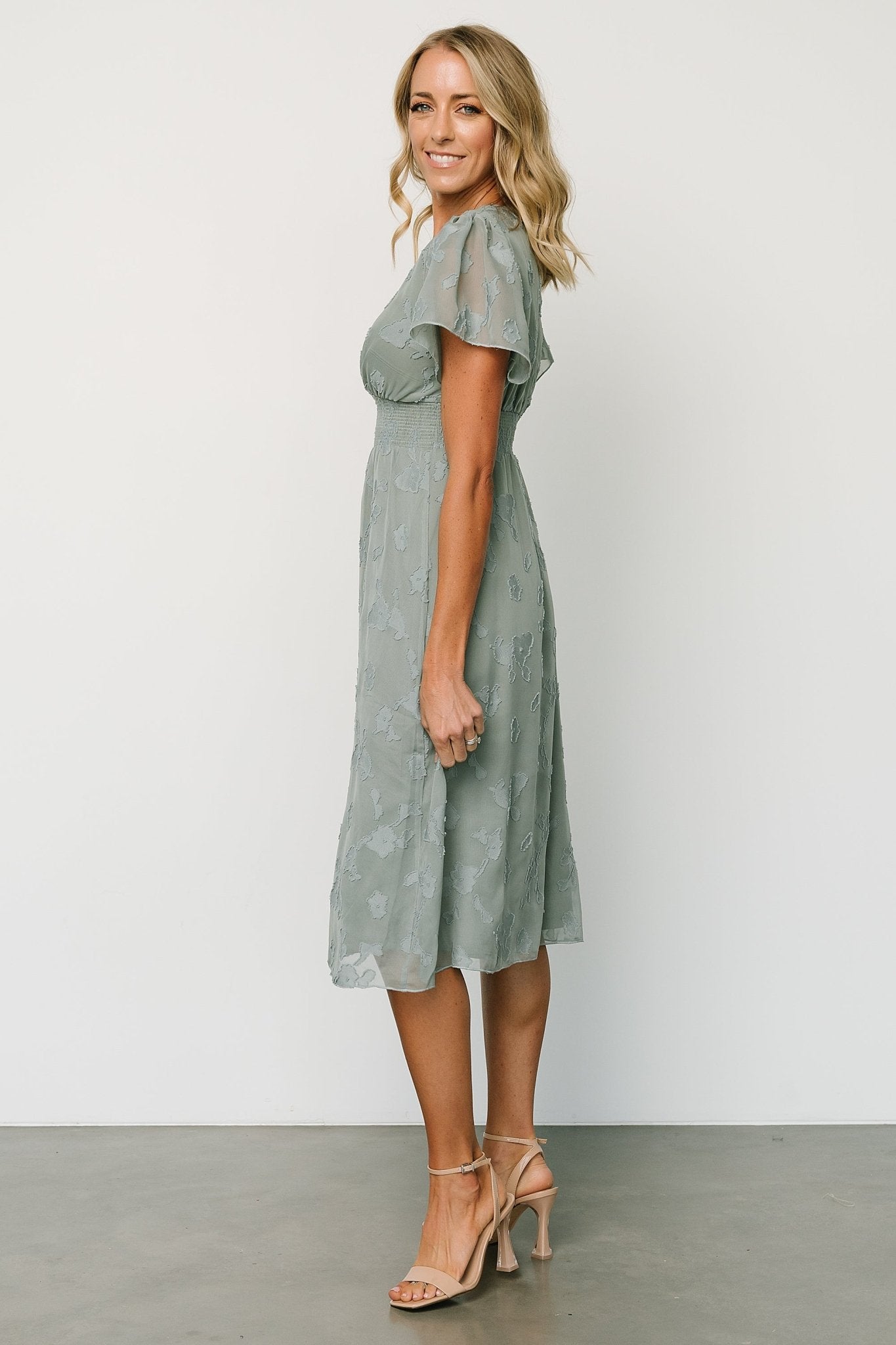 June Smocked Midi Dress | Eucalyptus Buy Cheap Outlet Locations