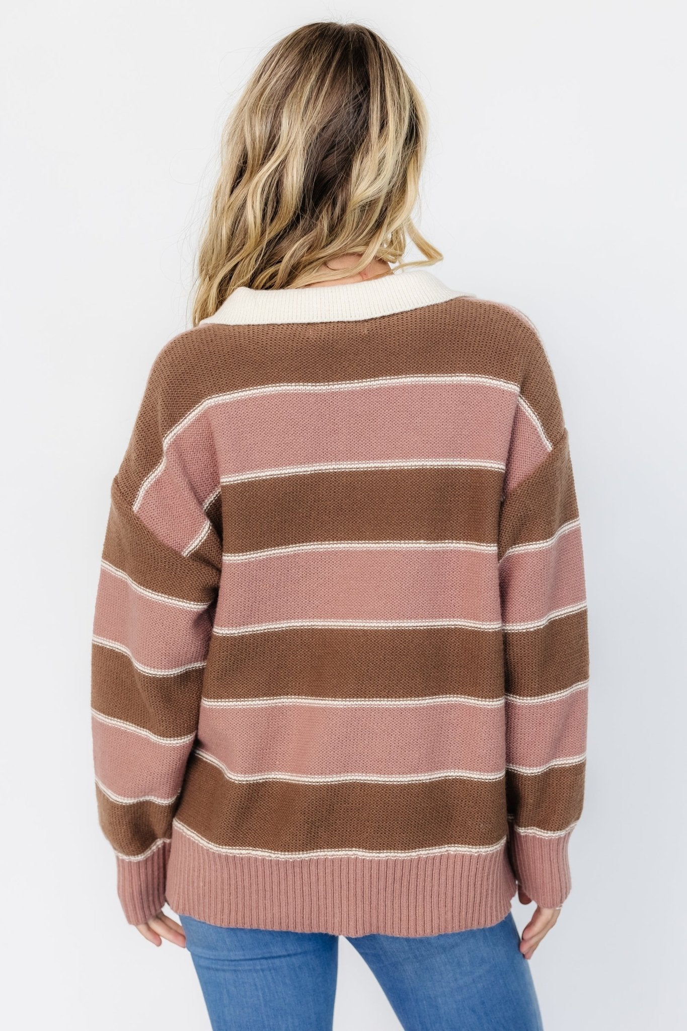 Priya Striped Sweater | Mauve + Mocha Cheap Websites