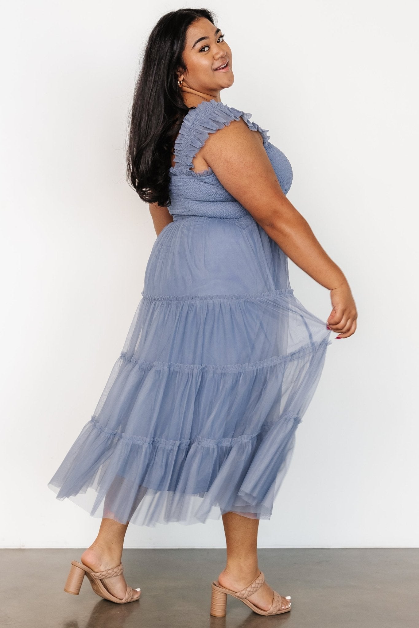 Emma Smocked Tulle Dress | Slate Blue Reliable Sale Online