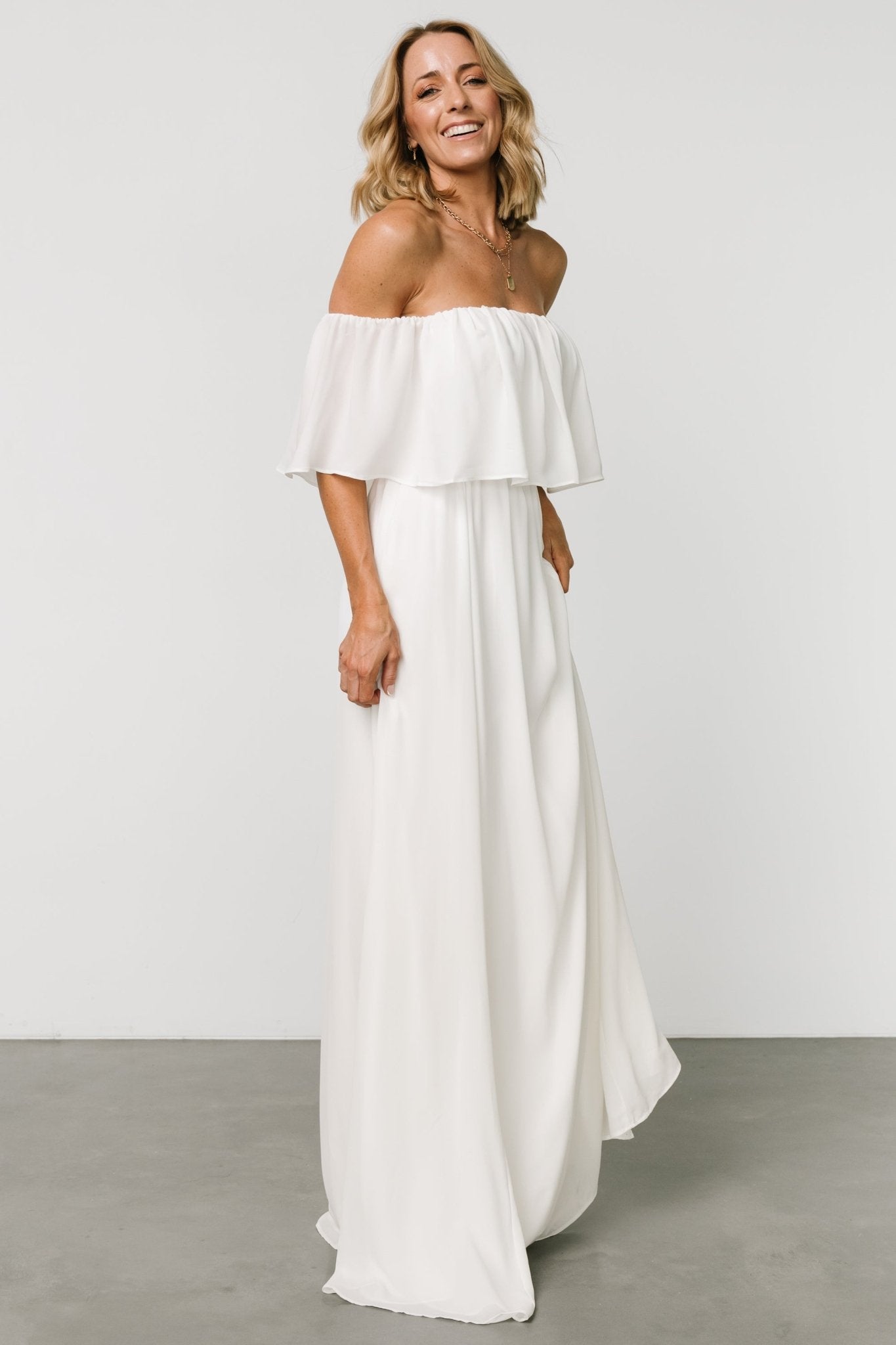 Diana Off Shoulder Maxi Dress | Off White Discount Big Sale