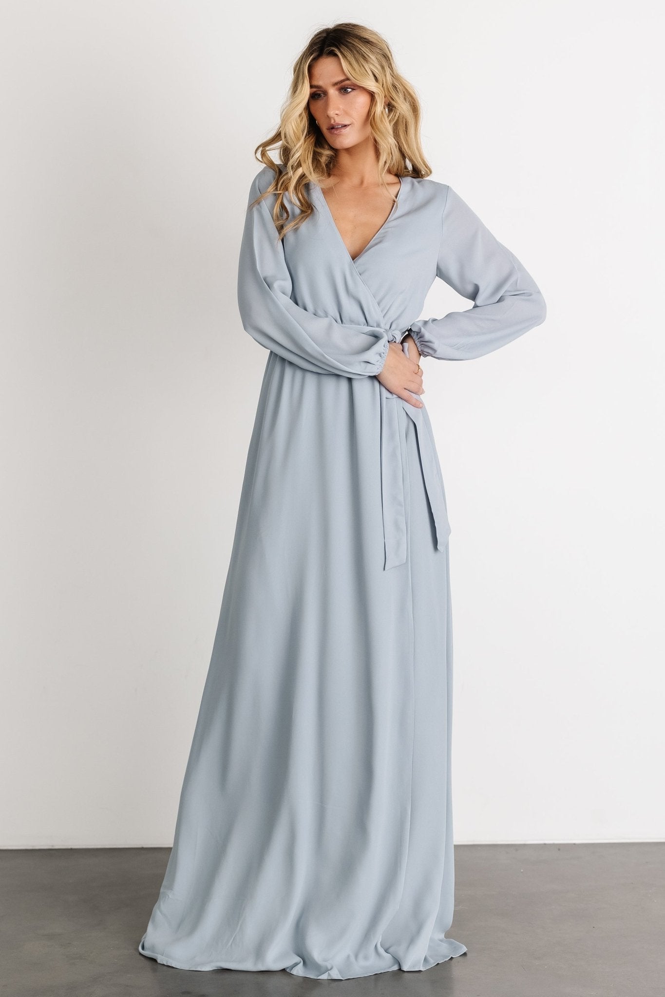 Breanne Faux Wrap Maxi Dress | Light Blue Outlet Discount Sale