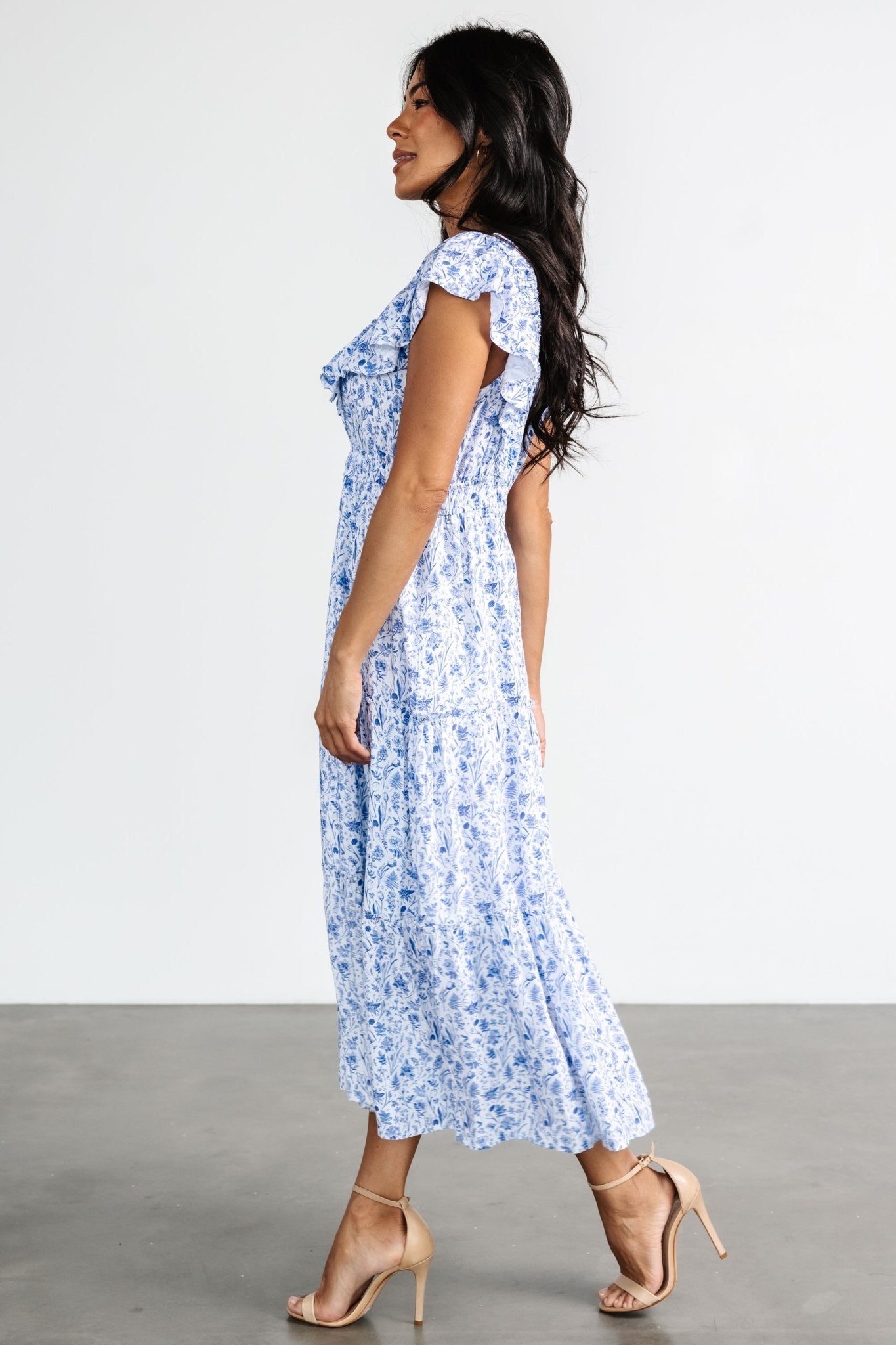 Crete Midi Dress | Blue + White Clearance How Much