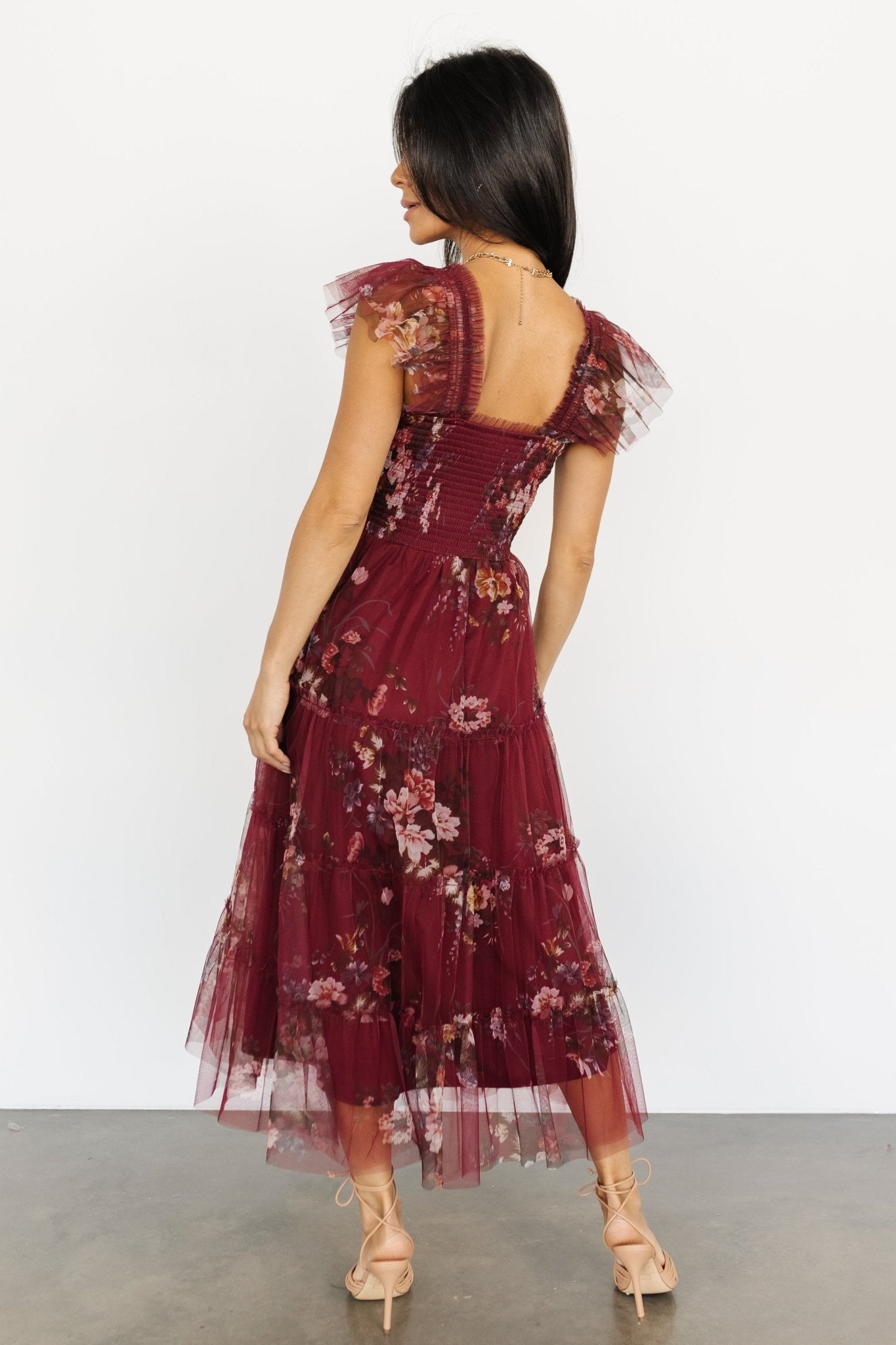 Clementine Tulle Midi Dress | Wine Multi Cheap Sale 2025 Newest