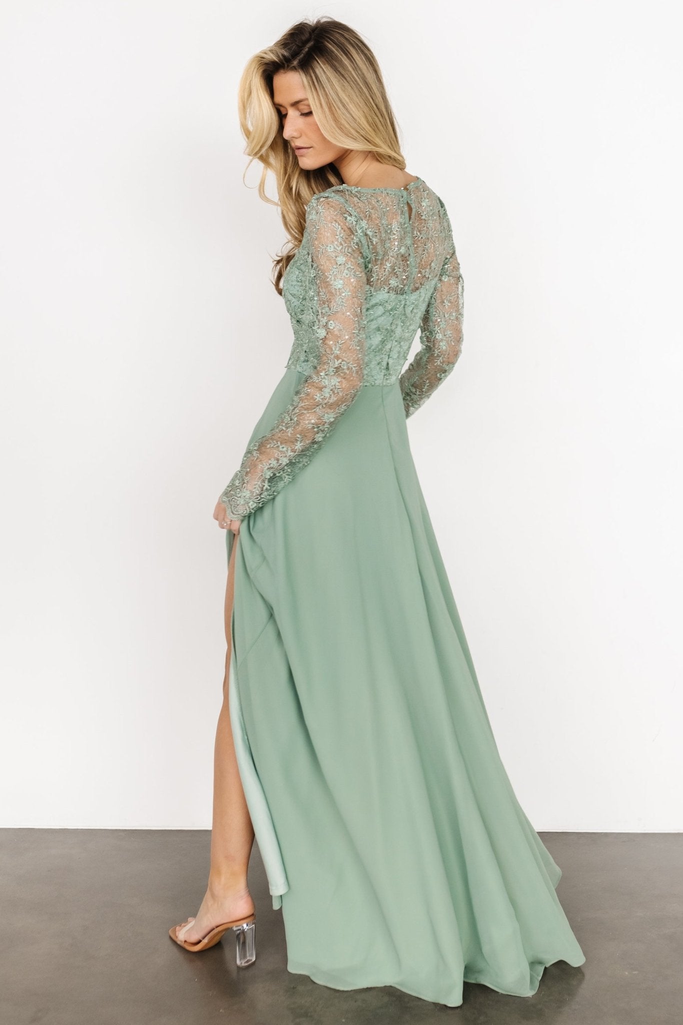 Adalaide Long Sleeve Maxi Dress | Dusty Sage Buy Cheap Popular