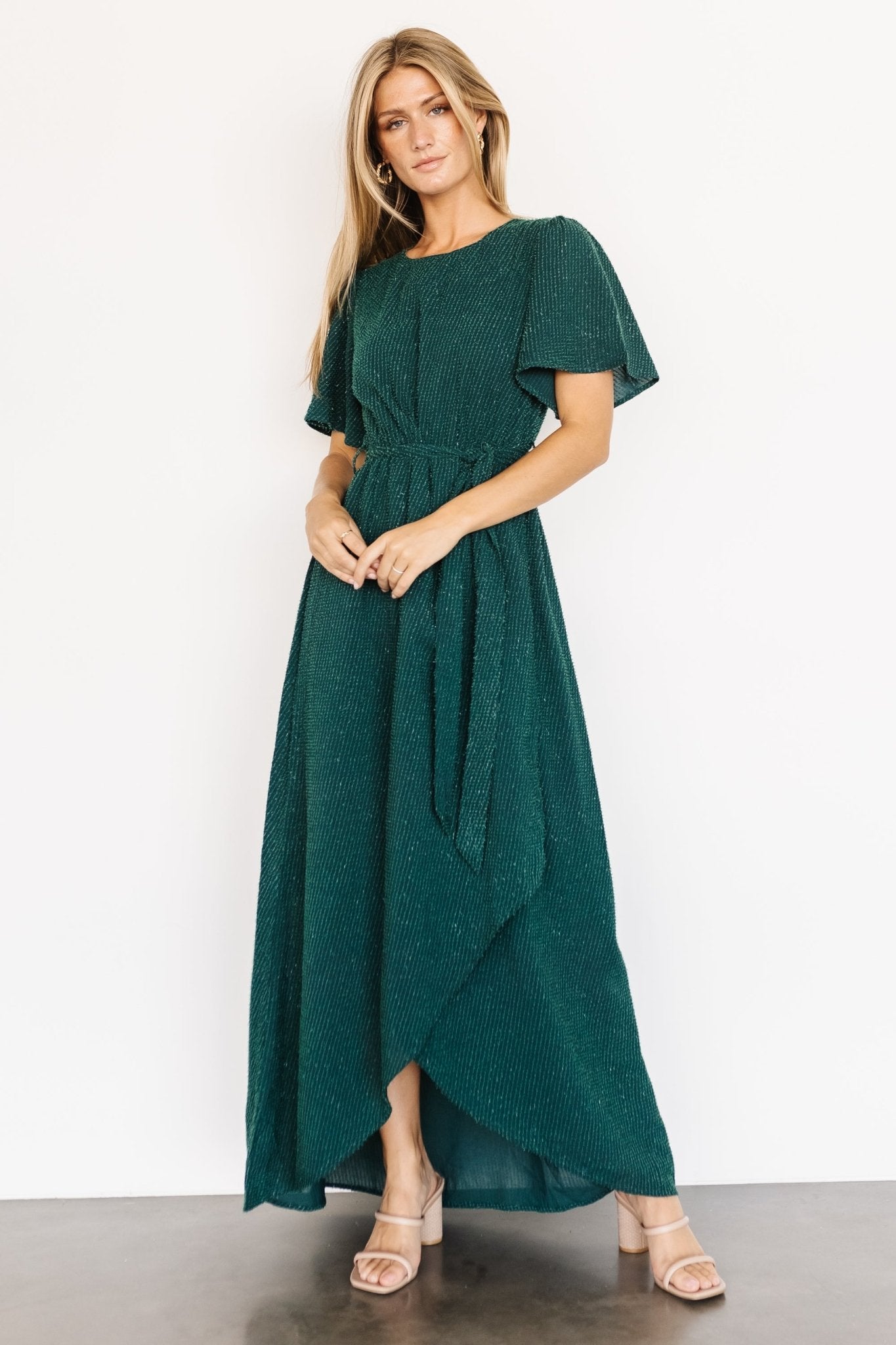 McCall Textured Maxi Dress | Dark Green Outlet 100% Original