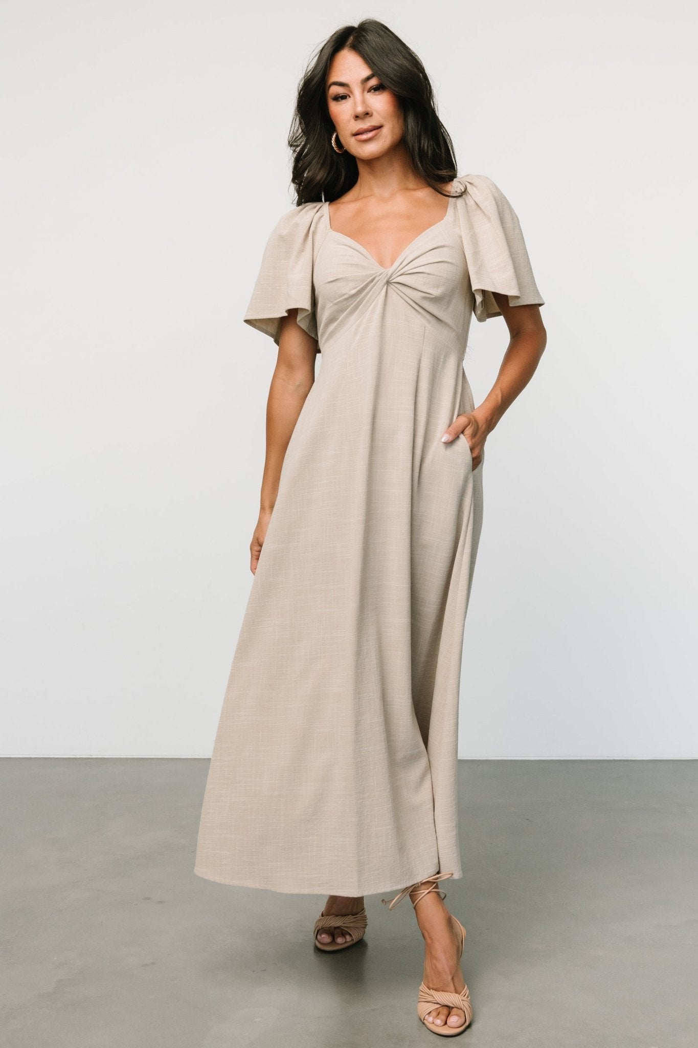 Indie Back Tie Dress | Oatmeal Pay With Visa Sale Online