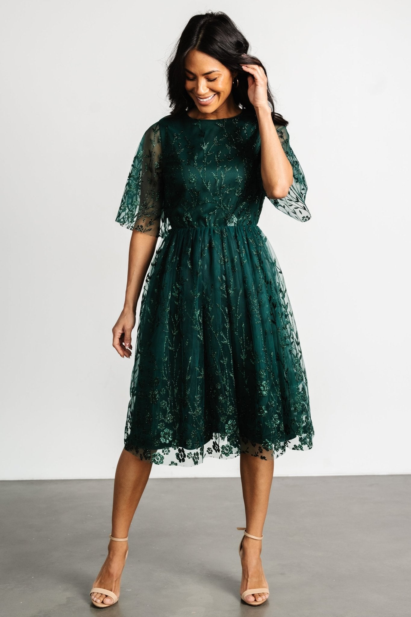 Duchess Tulle Dress | Dark Green Sparkle Outlet Online Shop