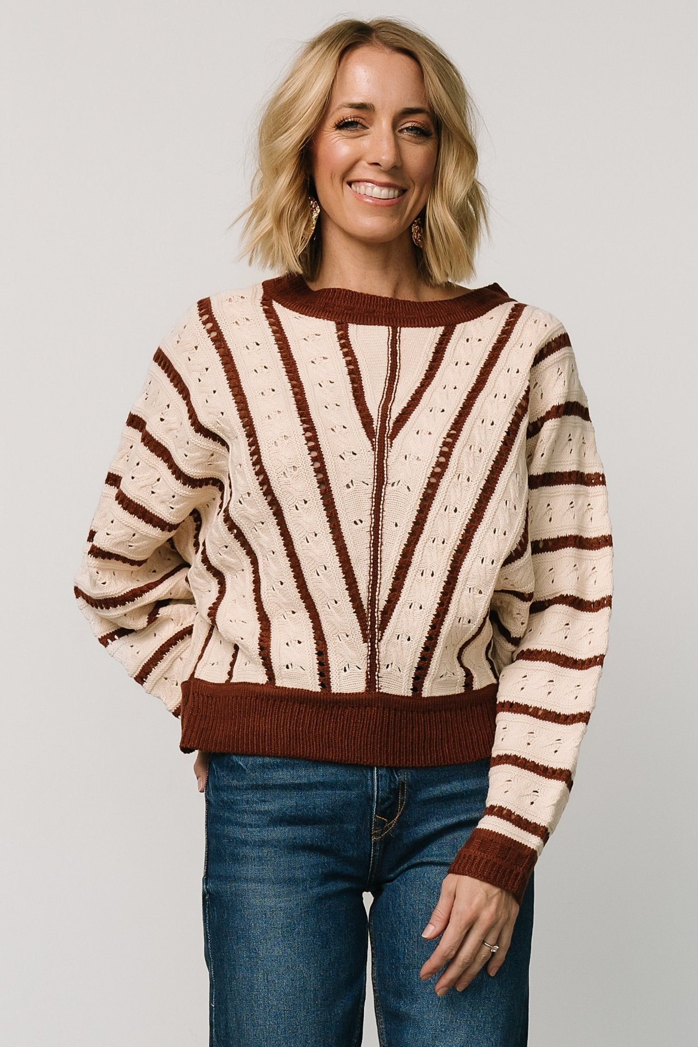 Paola Pointelle Sweater | Cream + Copper Wholesale Pice For Sale