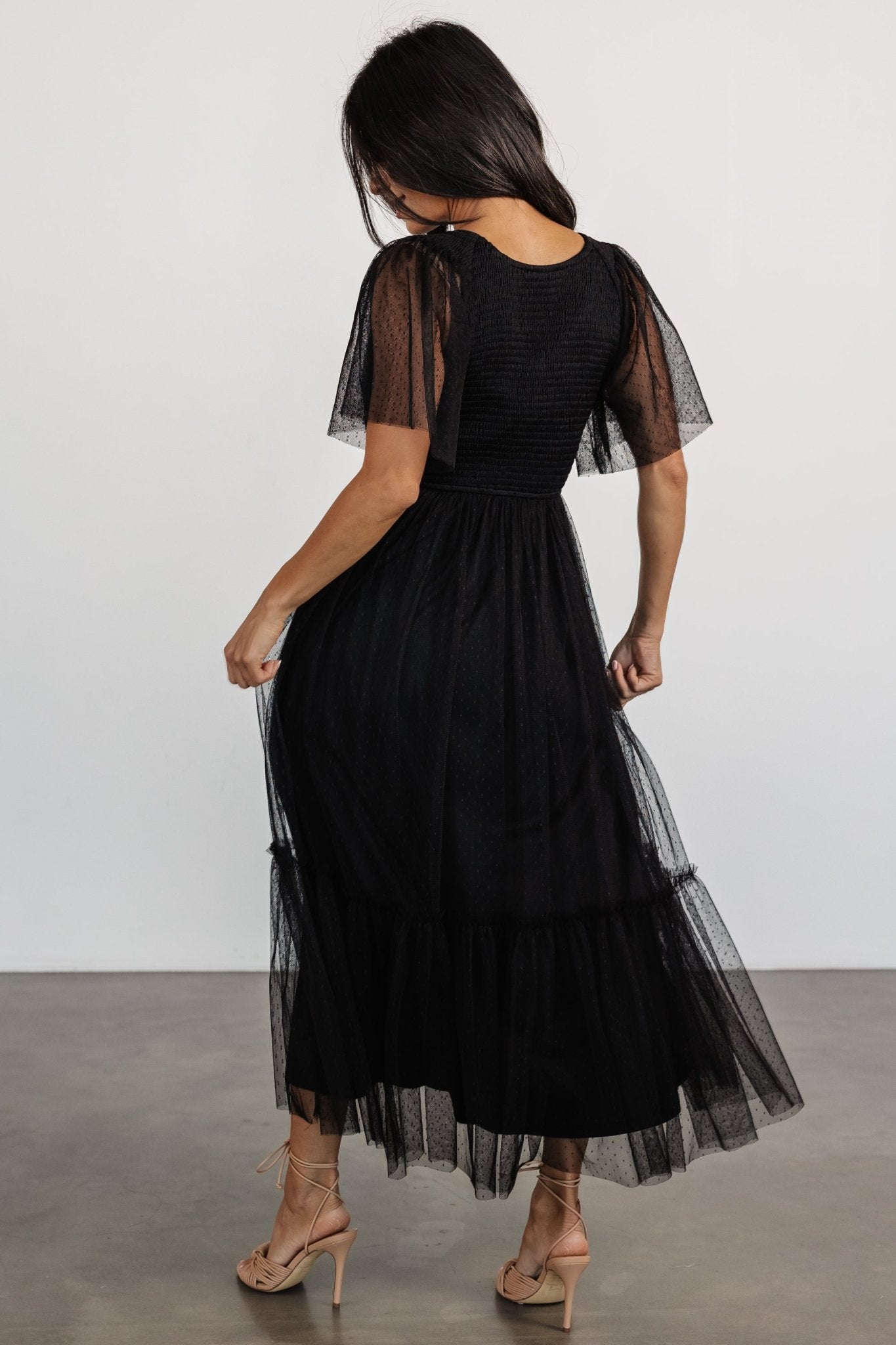 Martha Smocked Tulle Dress | Black Cheap Visa Payment