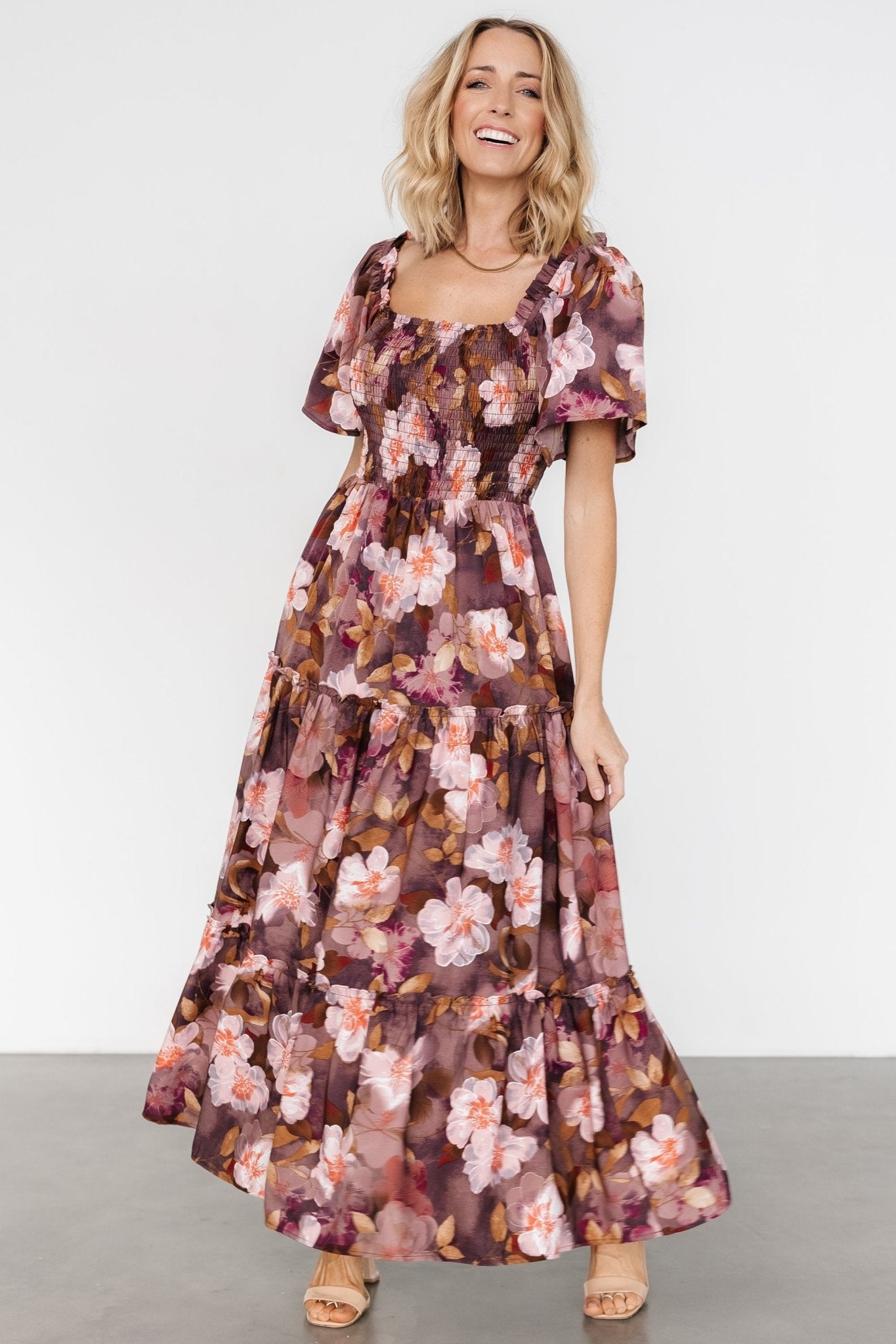 Southampton Smocked Maxi Dress | Brown Floral Buy Cheap Wiki