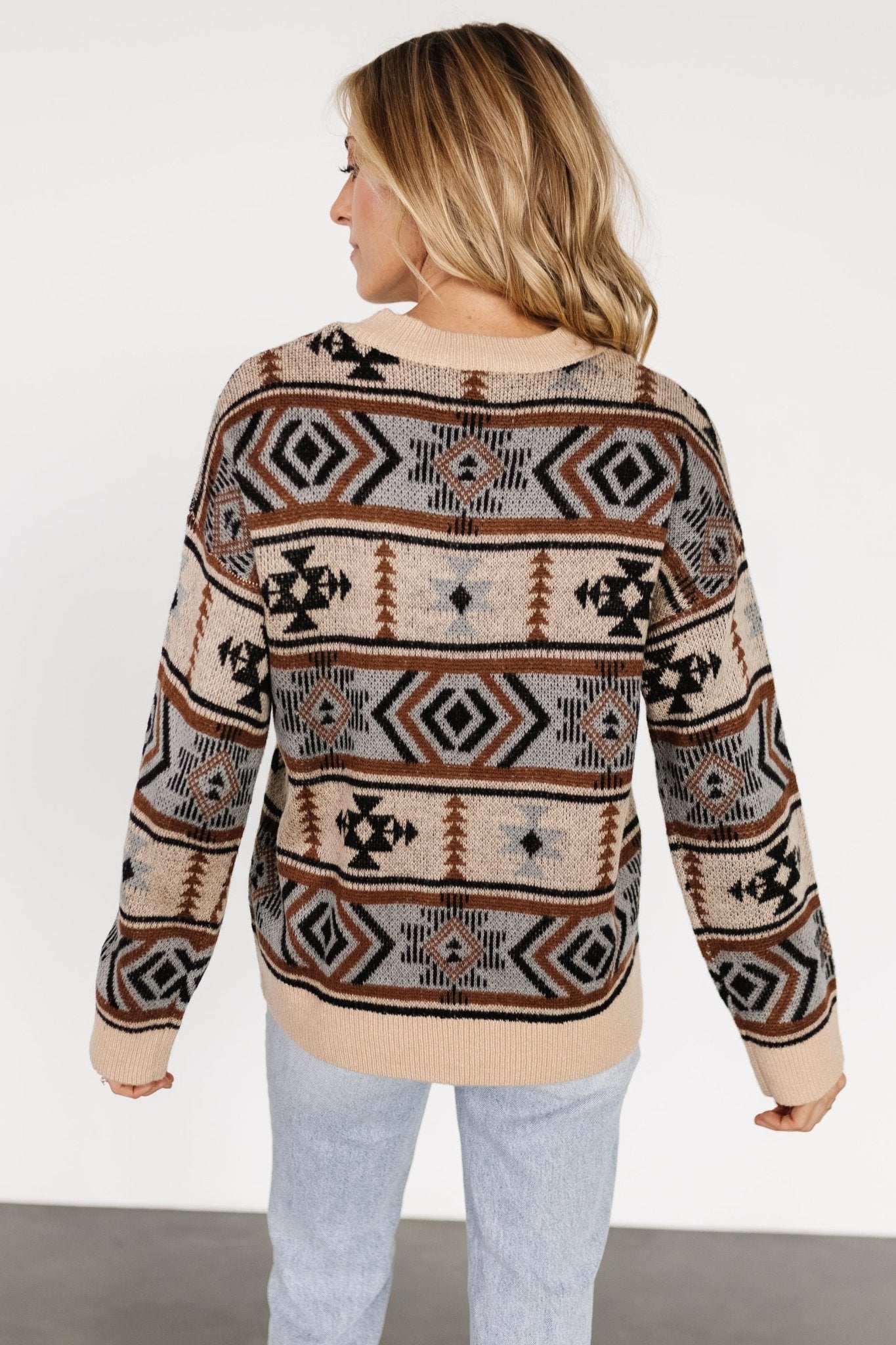 Conrad Knit Sweater | Tan Multi Print Outlet Big Discount