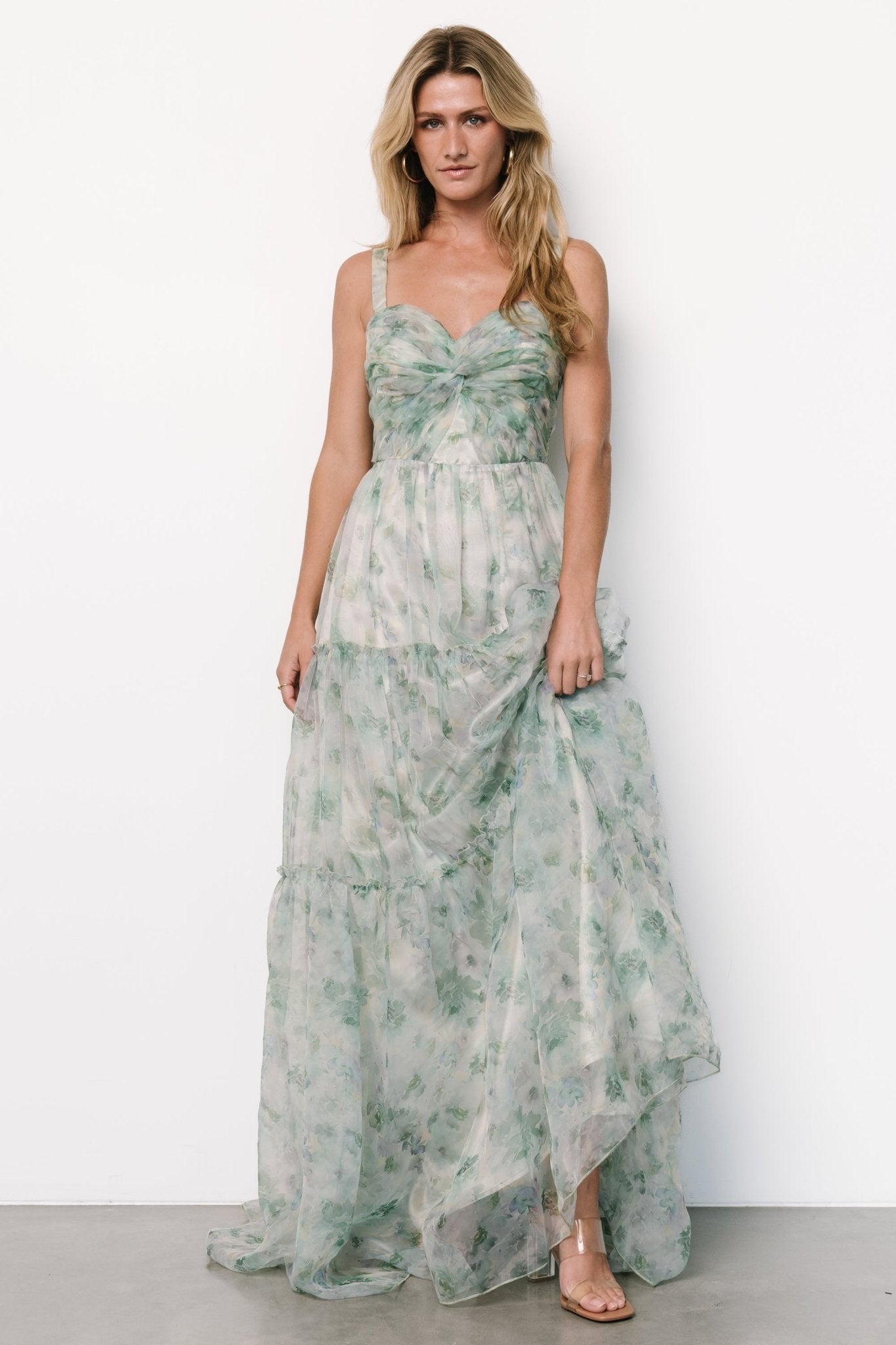 Sinclair Sweetheart Gown | Green Floral Outlet Great Deals