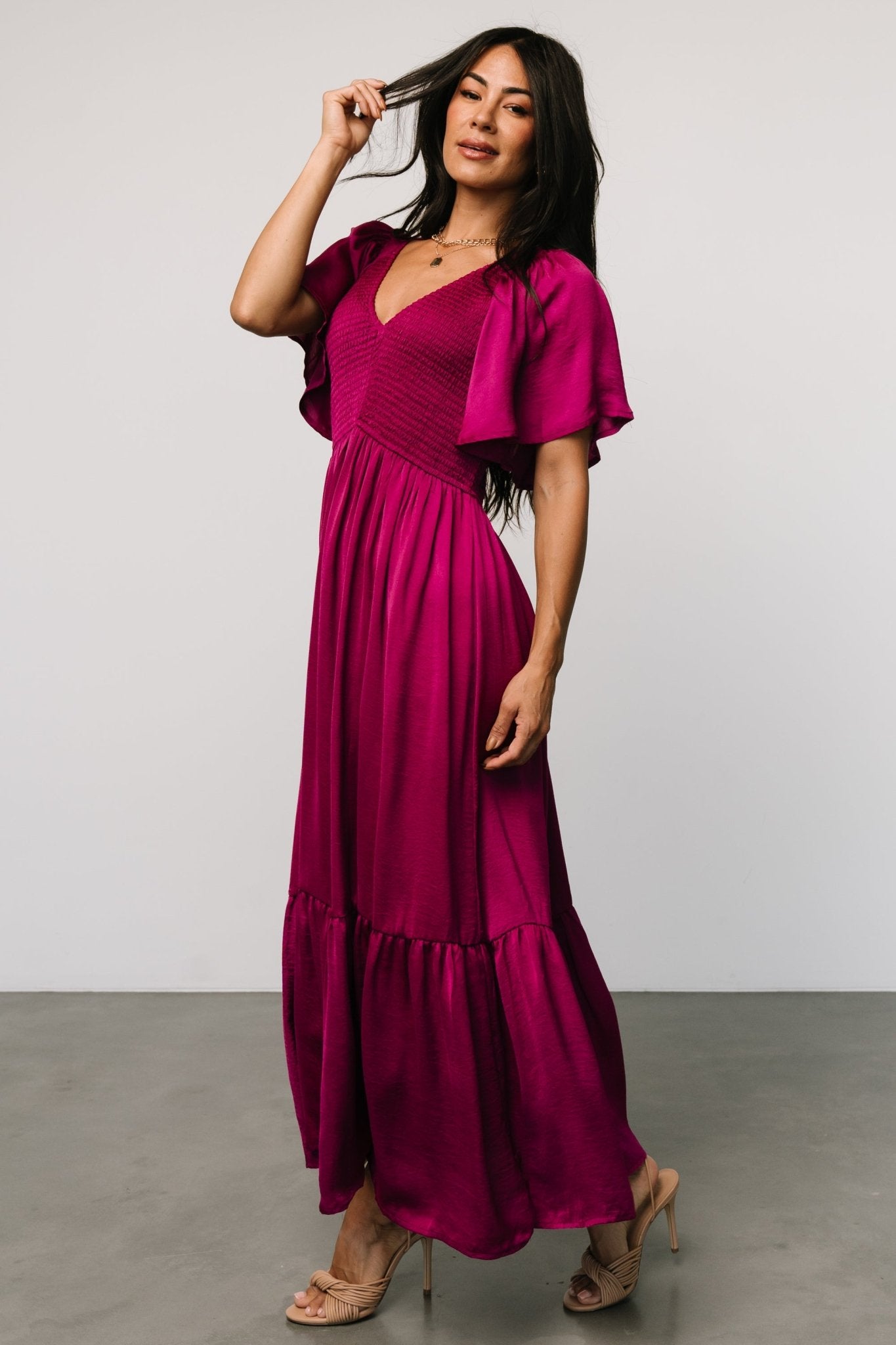 Lovell Smocked Midi Dress | Wine Berry Outlet Newest