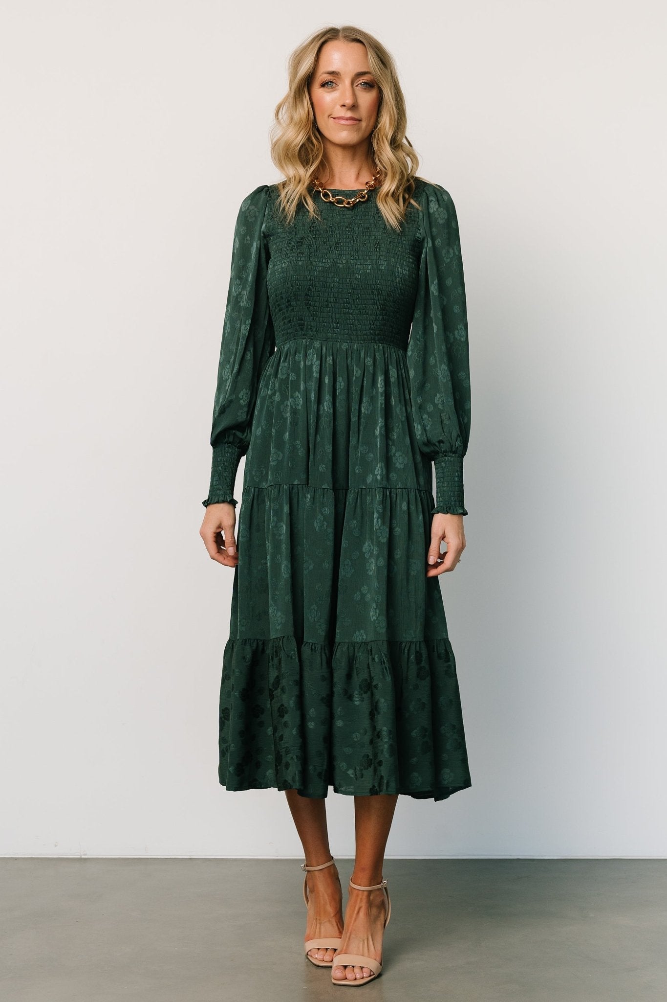 Stockholm Smocked Dress | Dark Green Free Shipping 2025 Unisex