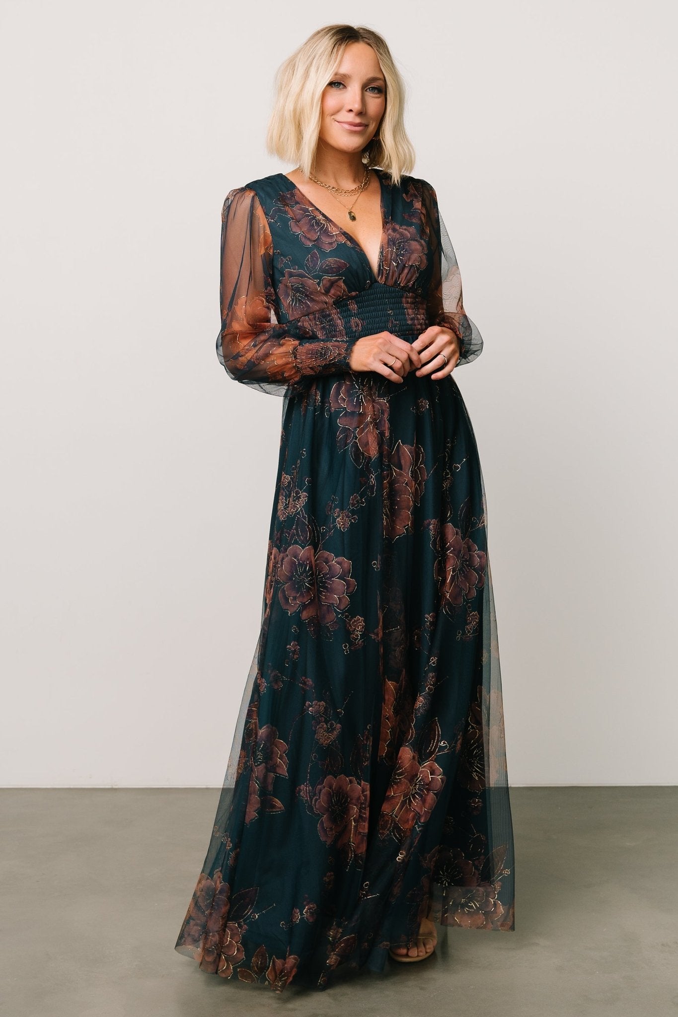 Layla Tulle Maxi Dress | Copper + Blue Metallic Free Shipping Discounts