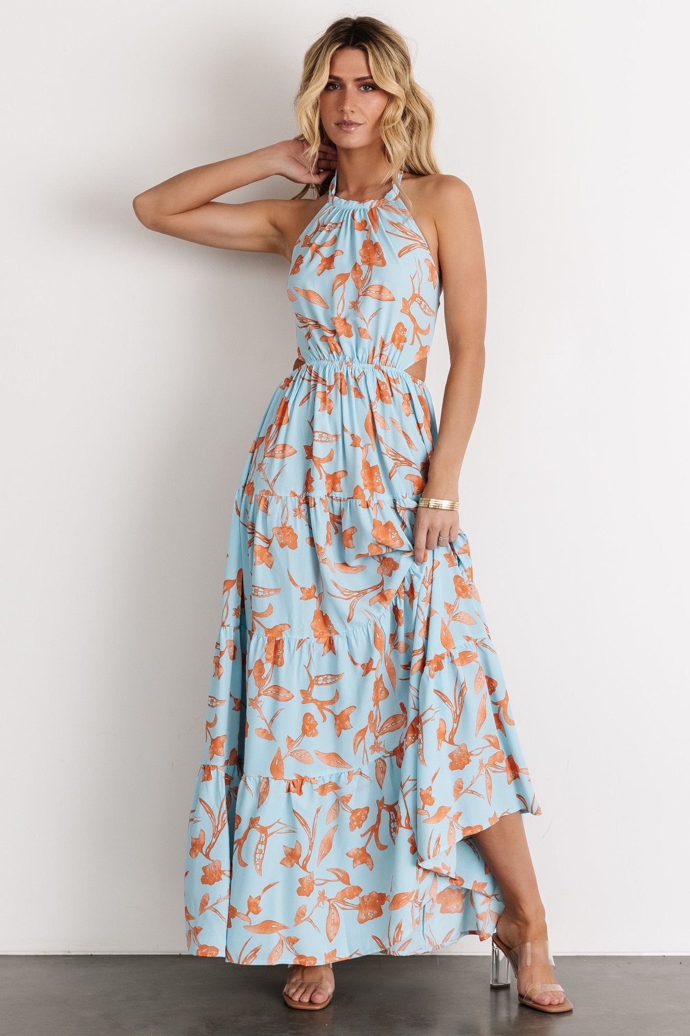 Laie Back Tie Maxi Dress | Blue + Orange Shop For Cheap Online