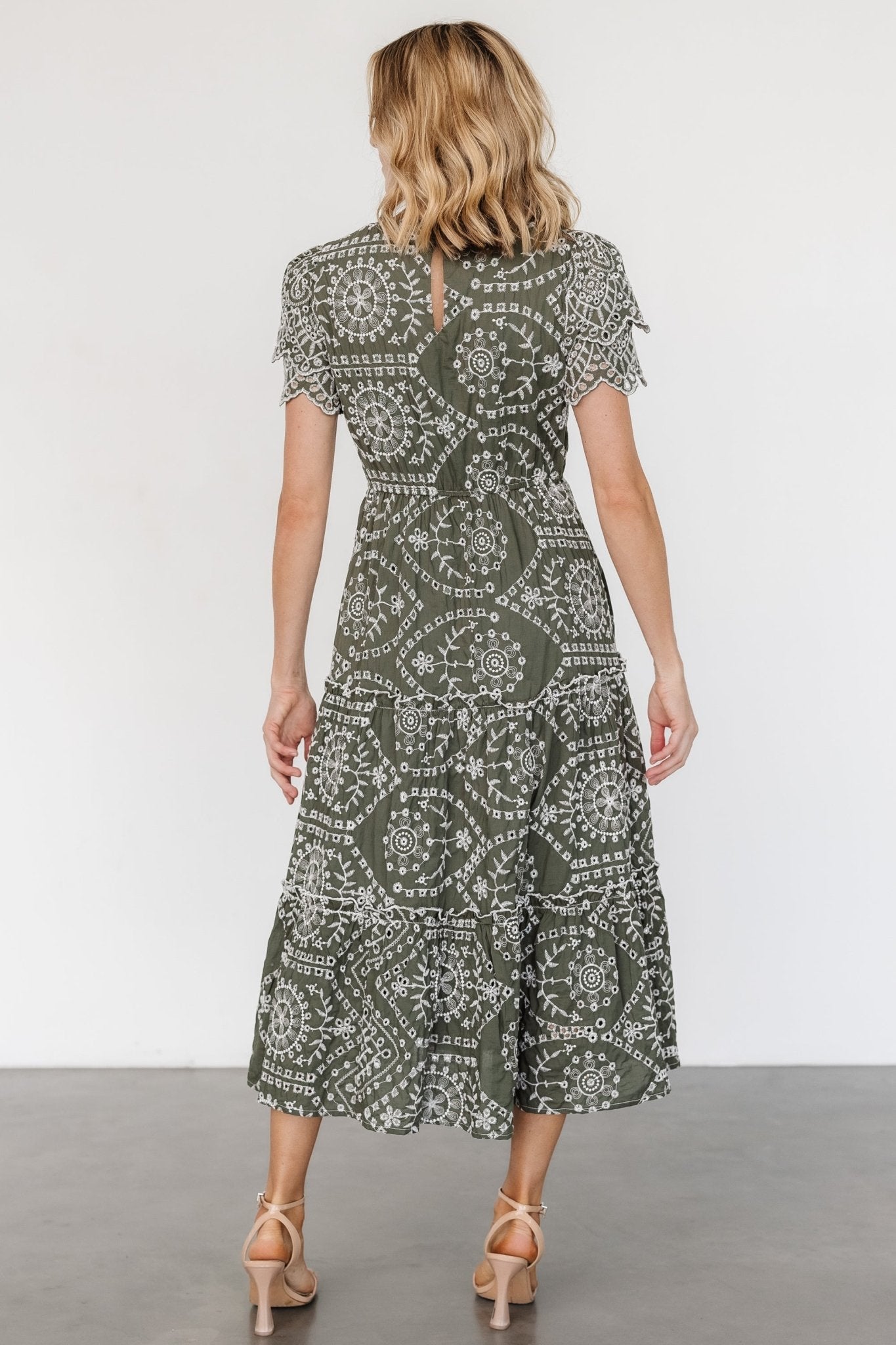 Mirabel Eyelet Midi Dress | Olive + White Discount In China